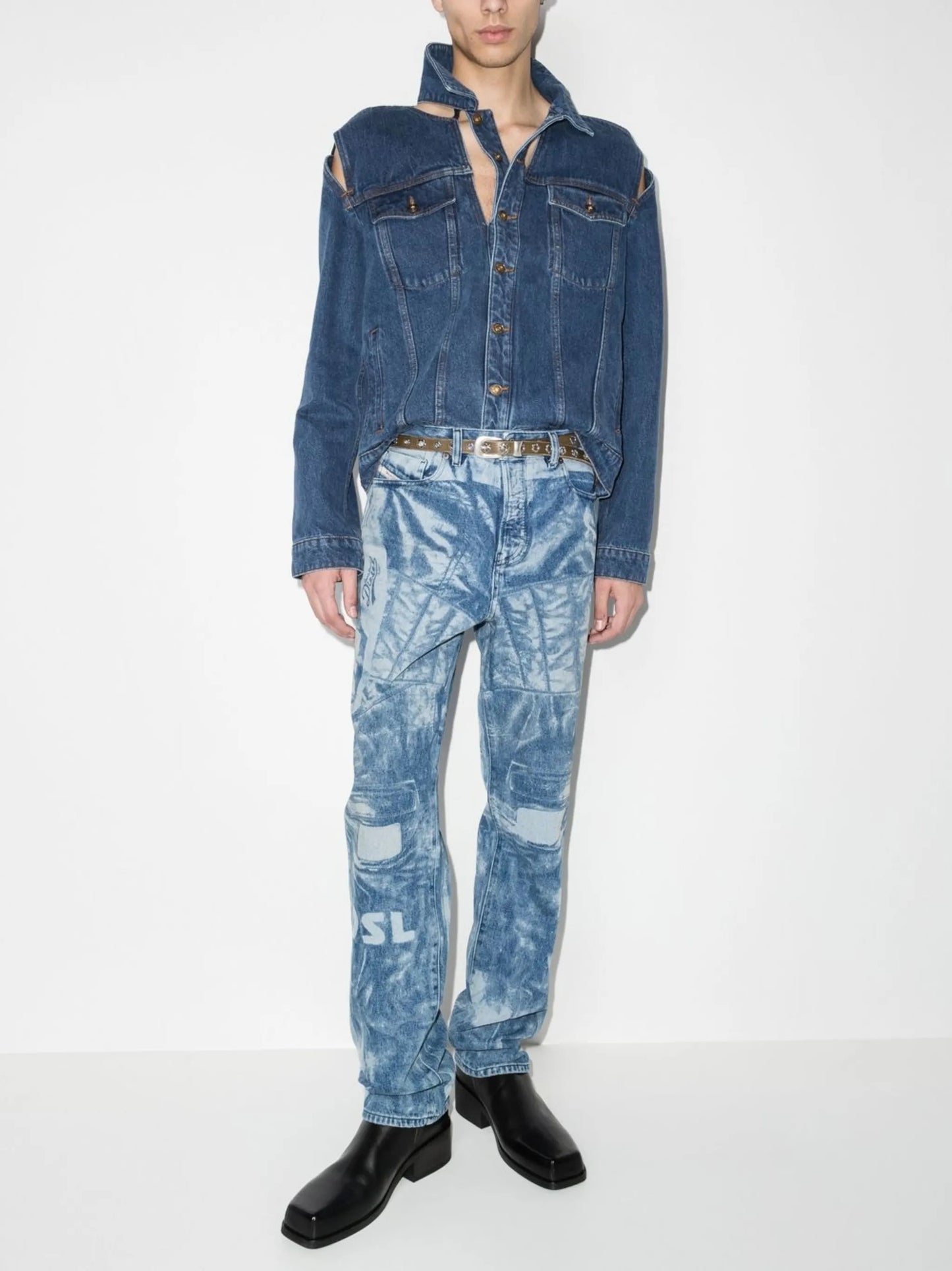 cut out-detail denim jacket