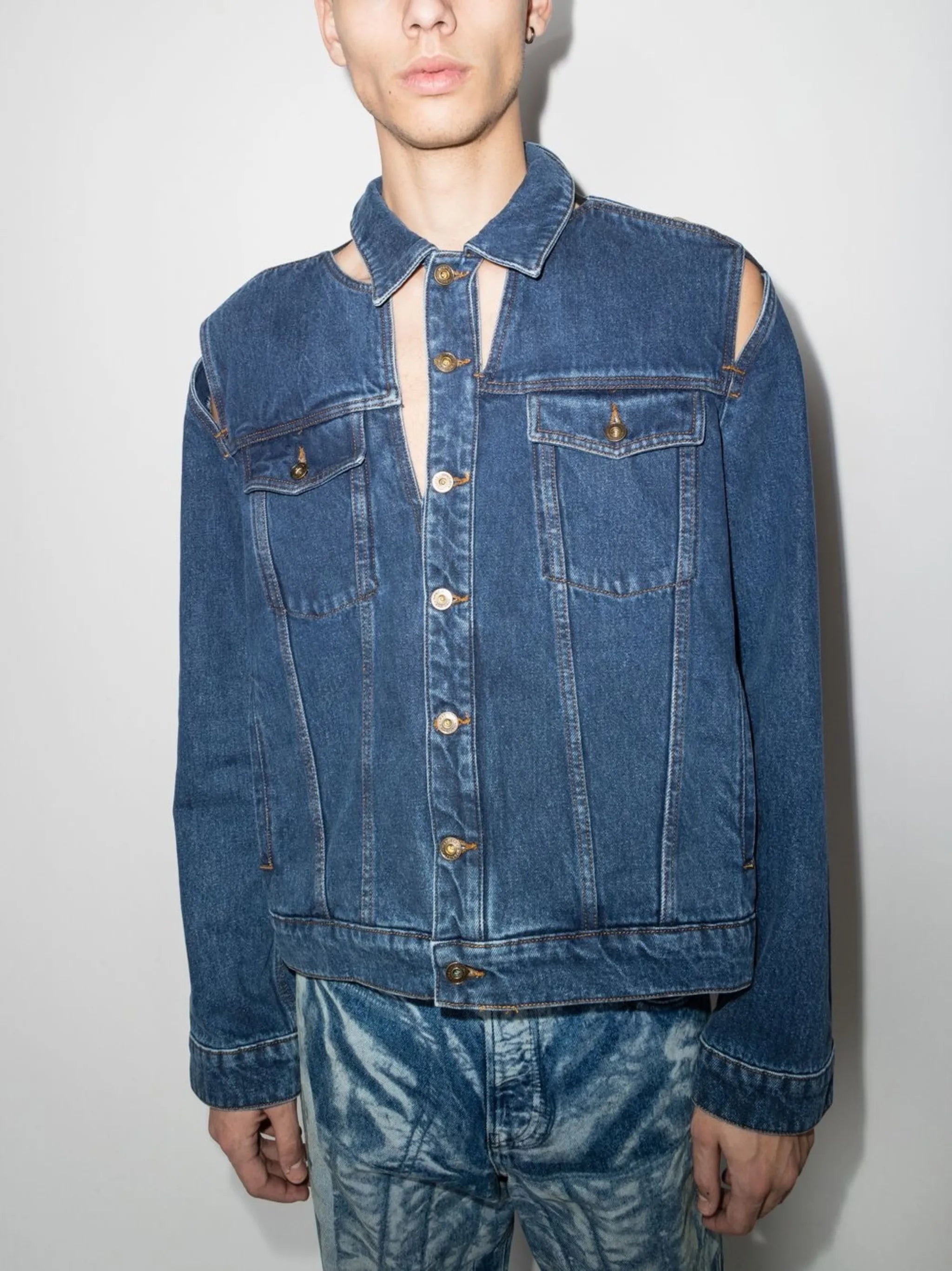 cut out-detail denim jacket