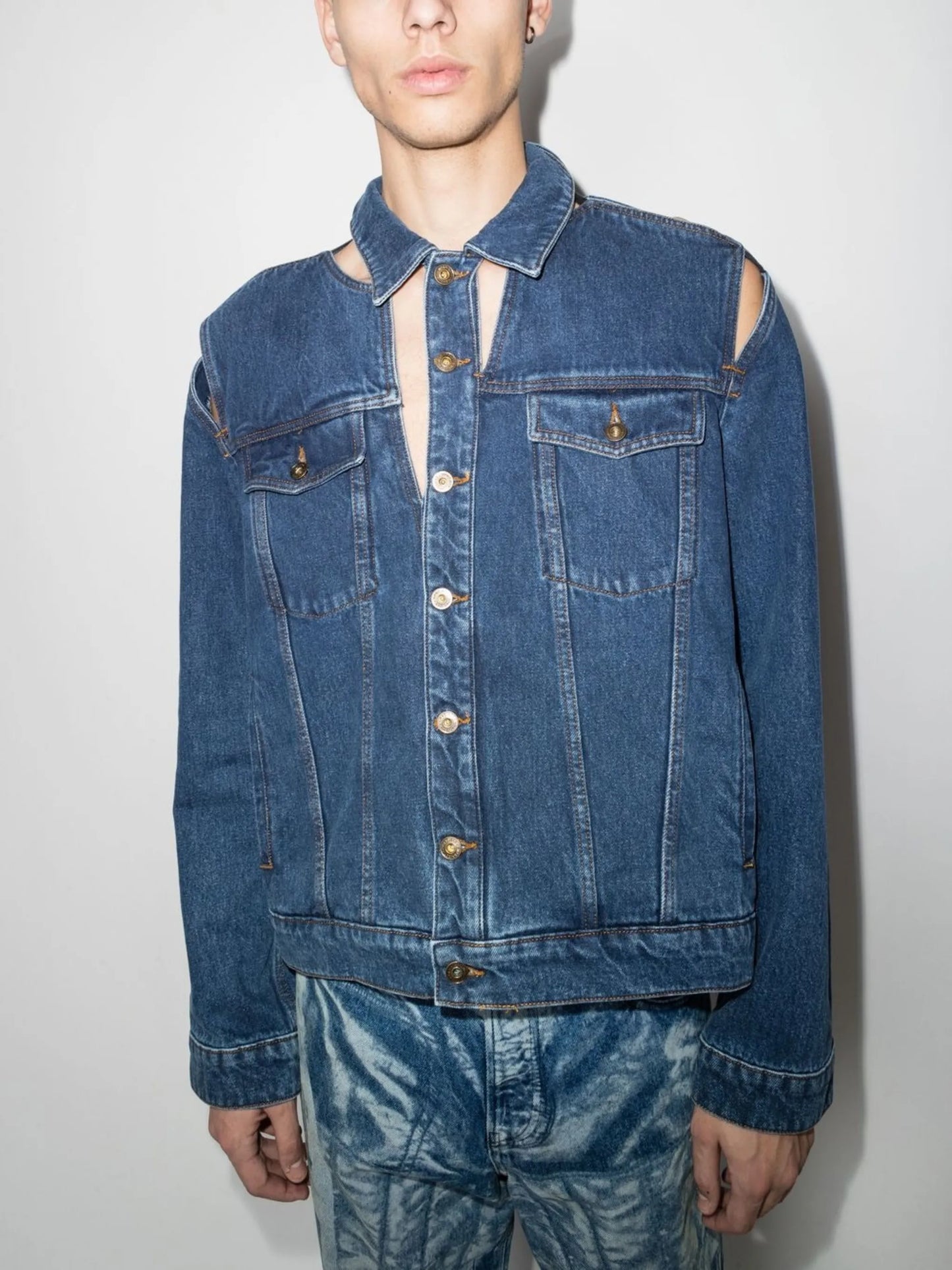 cut out-detail denim jacket