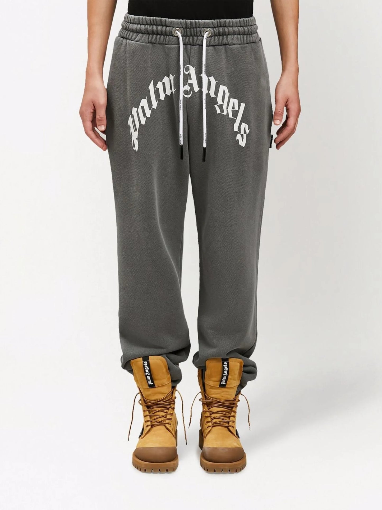 Curved Logo-print drawstring track pants