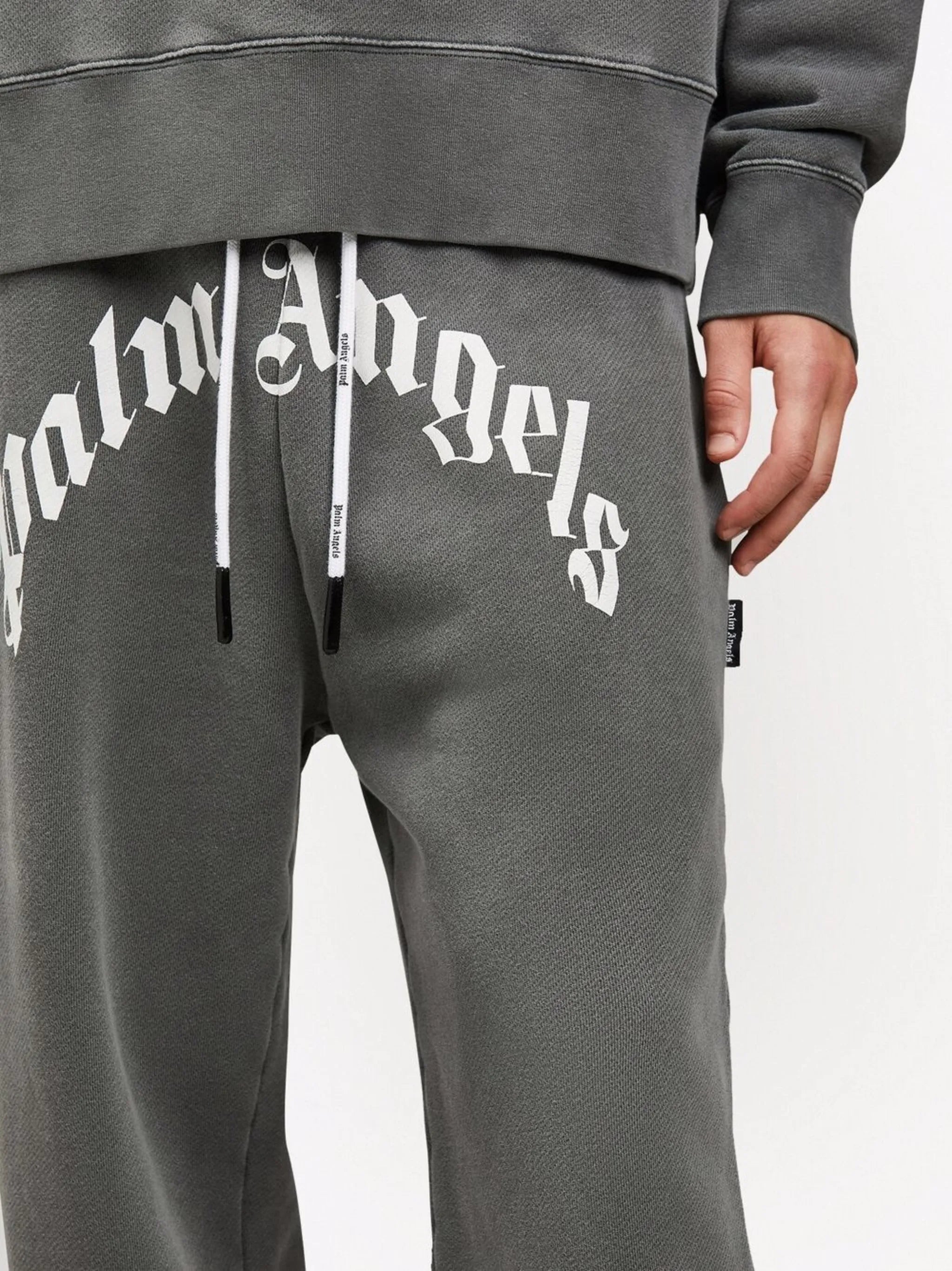 Curved Logo-print drawstring track pants