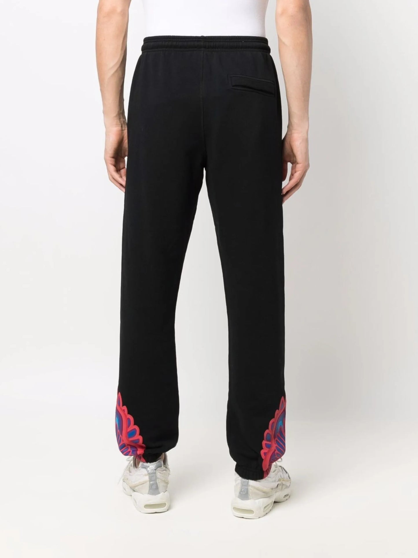 Curved Wings-print drawstring cotton joggers