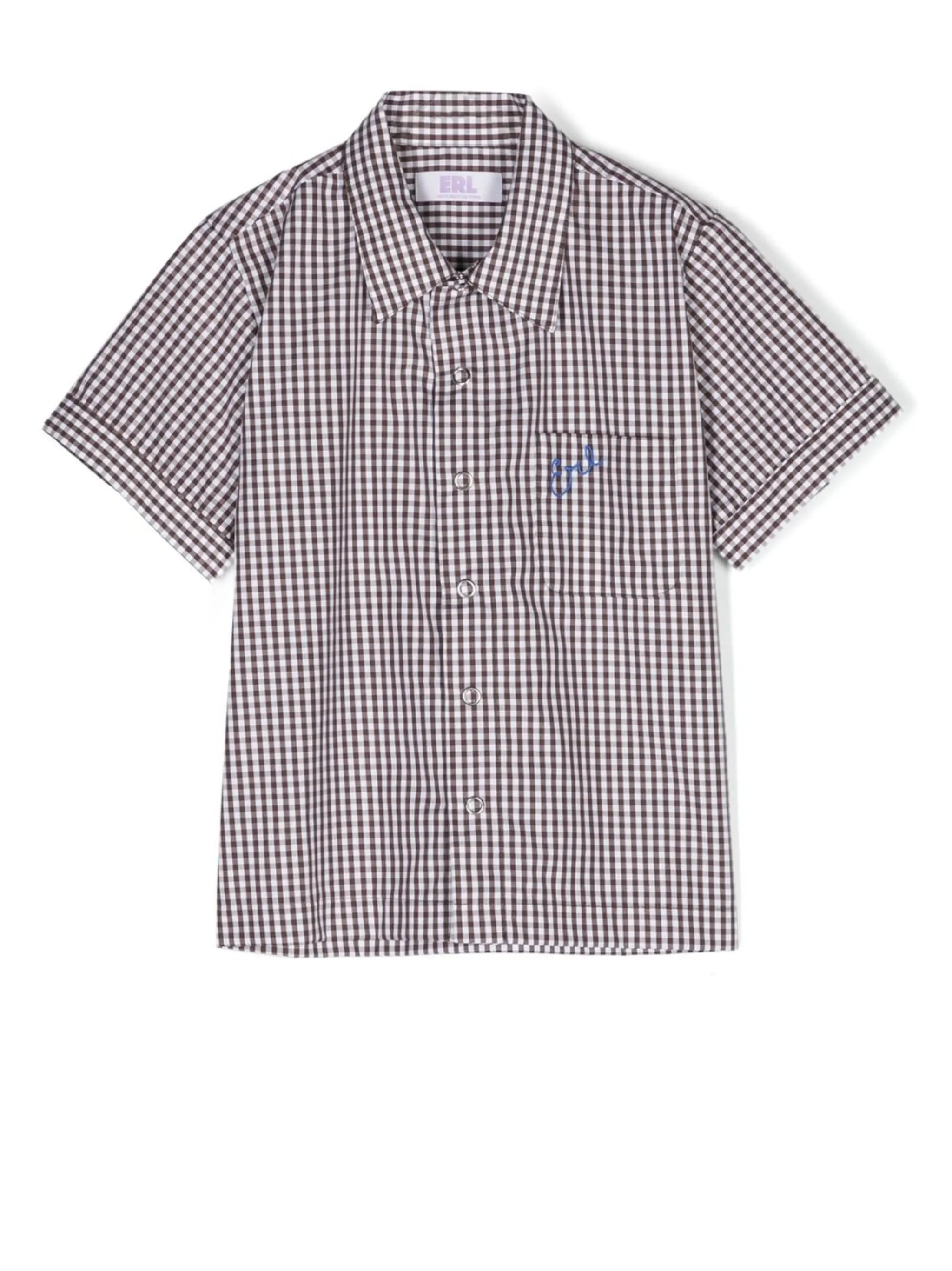 gingham button-front shirt