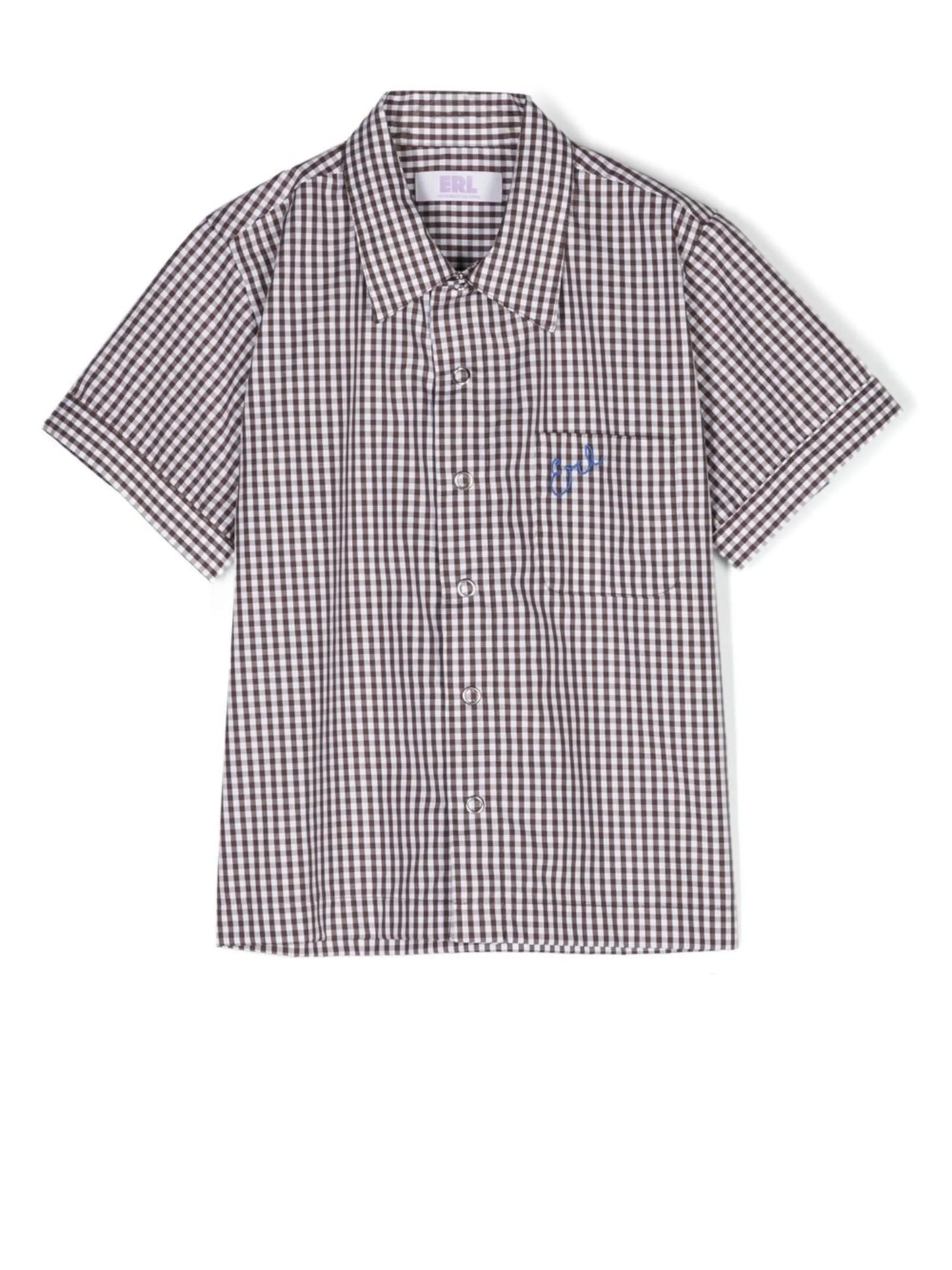 gingham button-front shirt