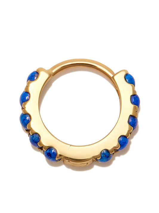 14kt yellow gold lapis lazuli hoop earring