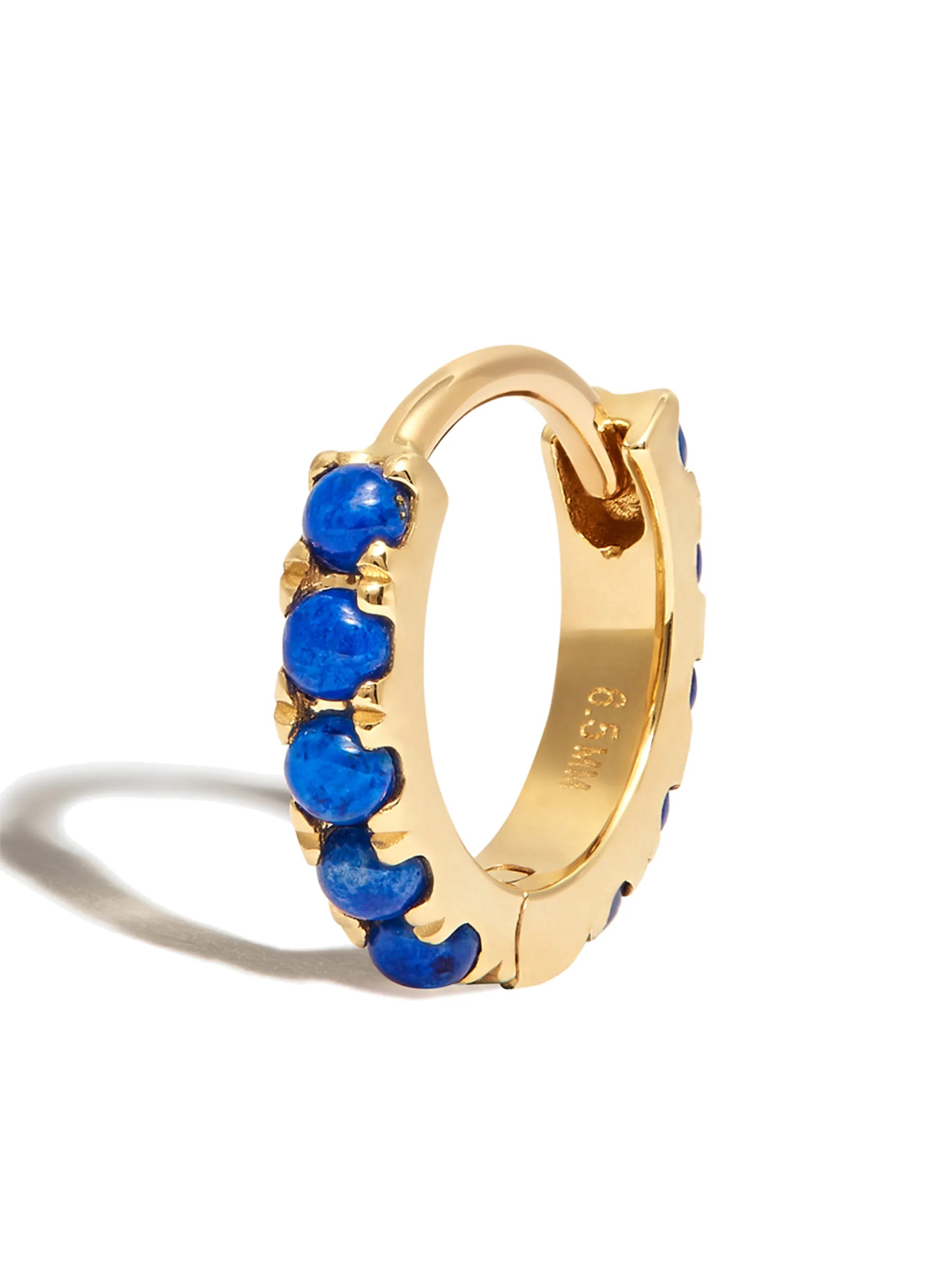 14kt yellow gold lapis lazuli hoop earring