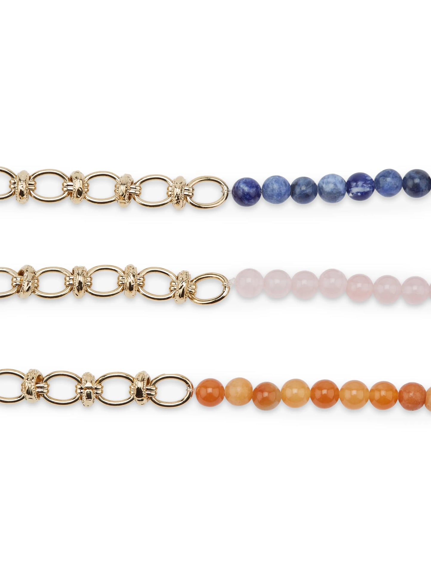 beaded chain-link bracelets set of three