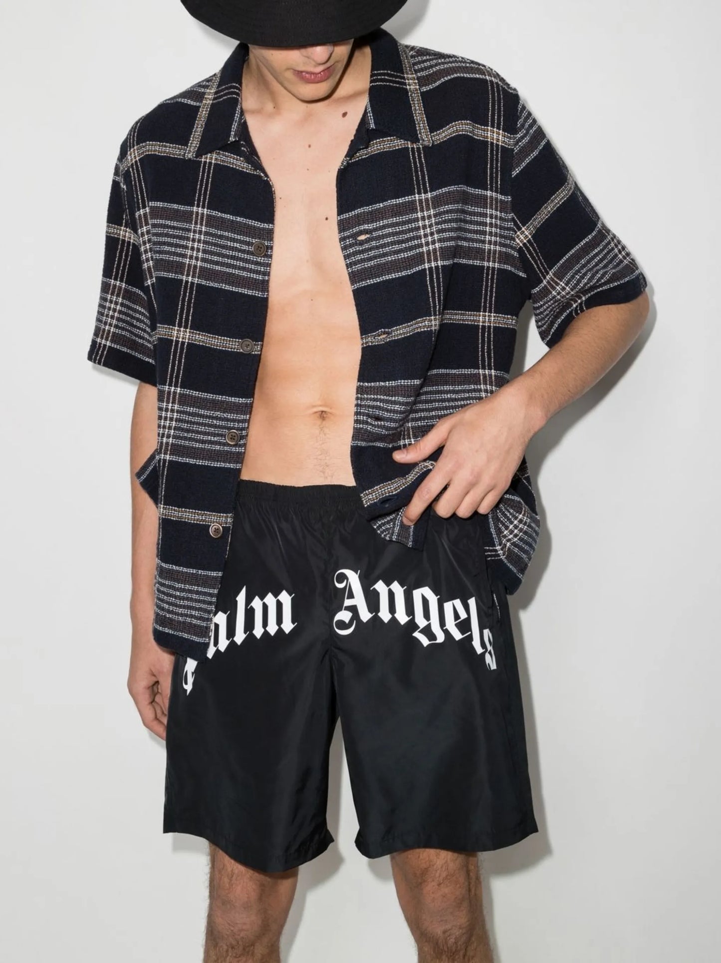 curved logo swimming shorts