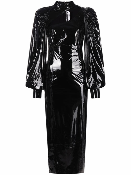 cut-out vinyl midi dress