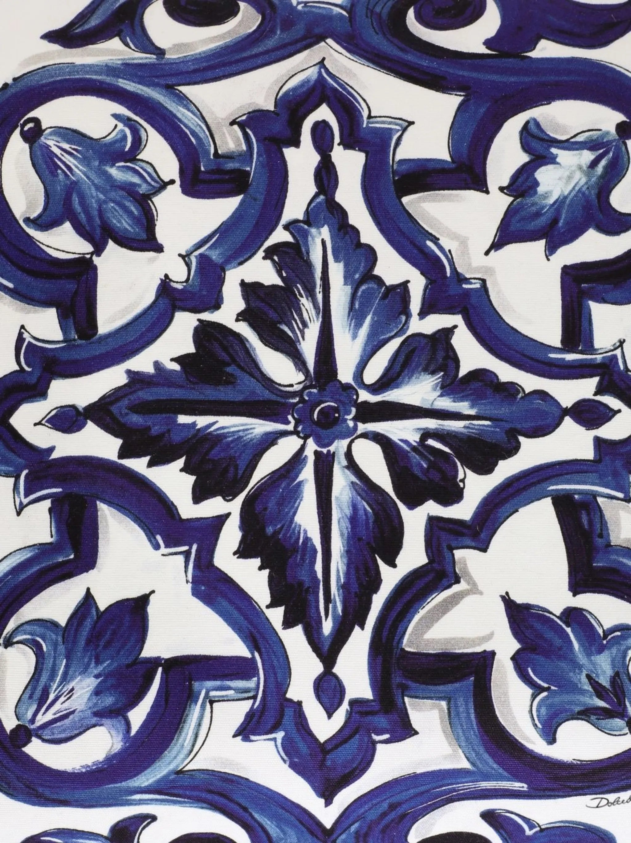 small Blu Mediterraneo-print canvas cushion