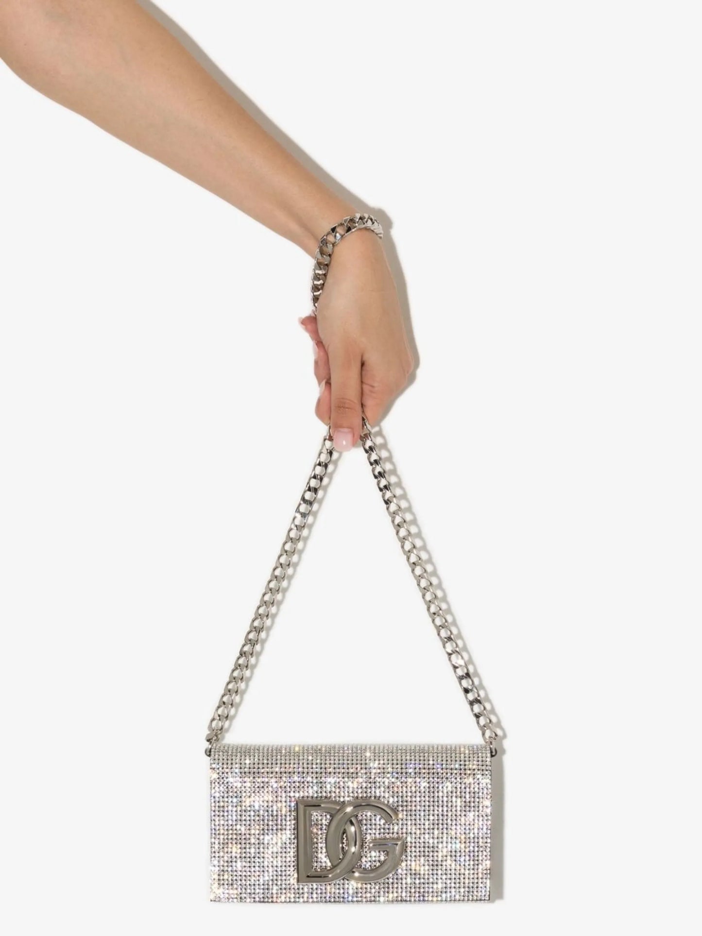 DG-logo mesh crystal shoulder bag