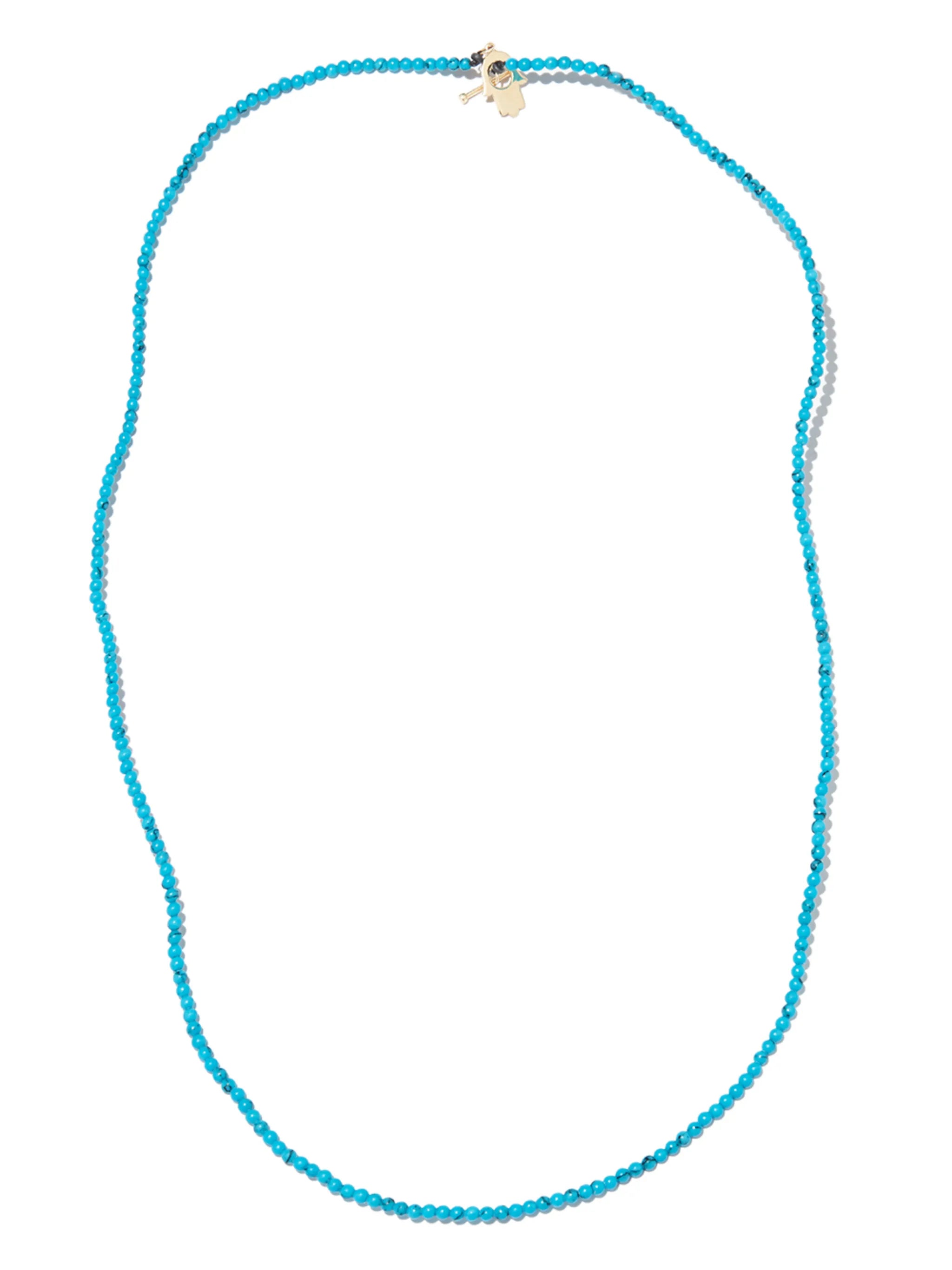 14kt yellow gold Hamsa turquoise necklace