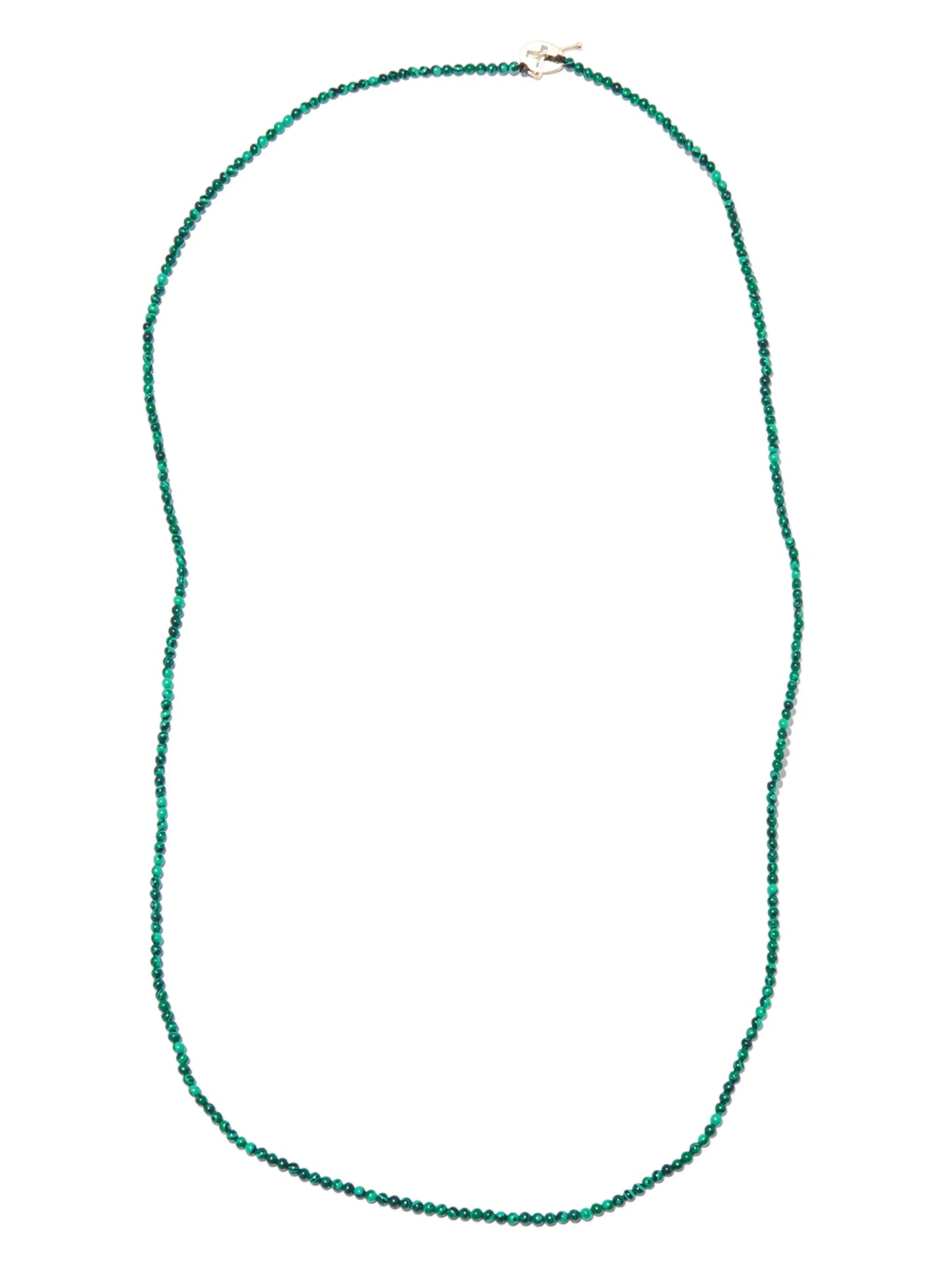 14kt yellow gold malachite beaded necklace