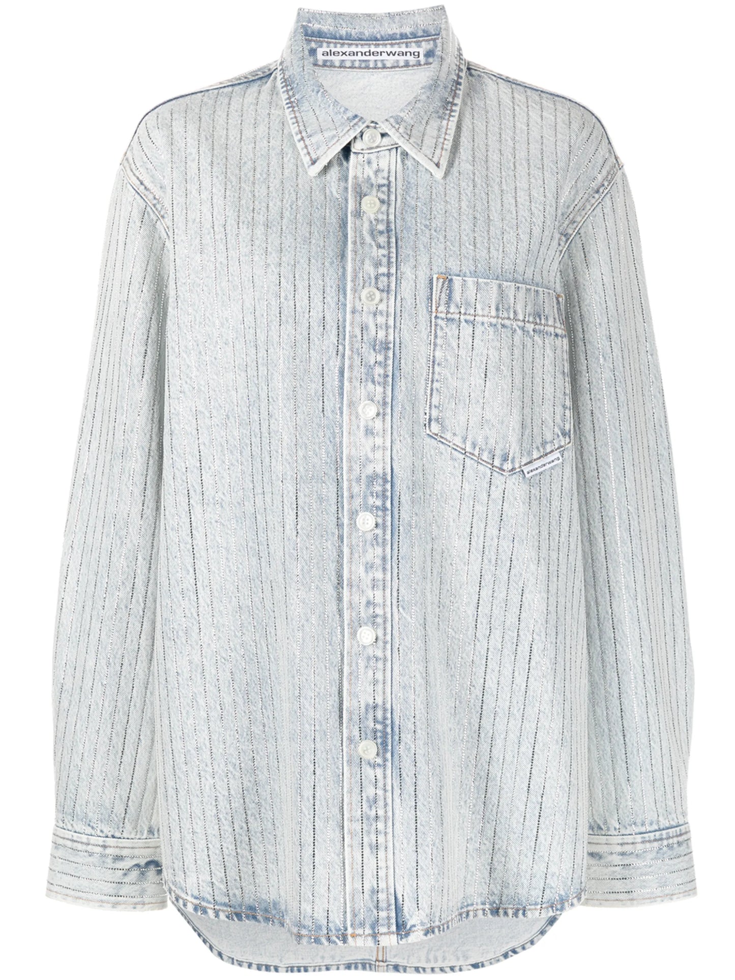 crystal-embellished stripe shirt