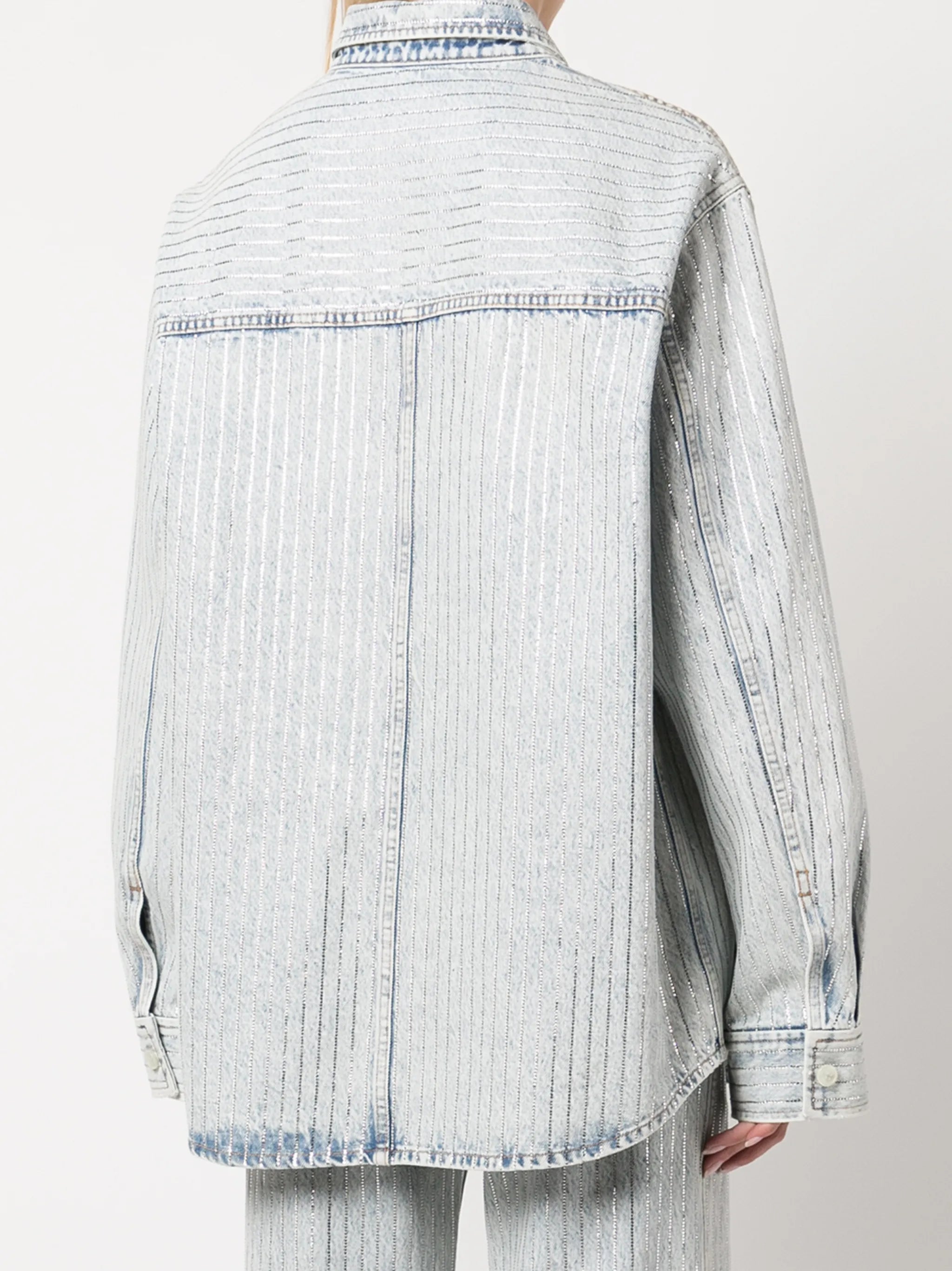 crystal-embellished stripe shirt