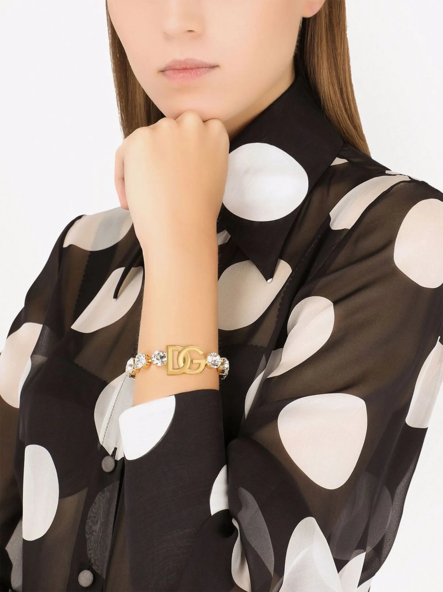 DG logo crystal rhinestones-embellished bracelet
