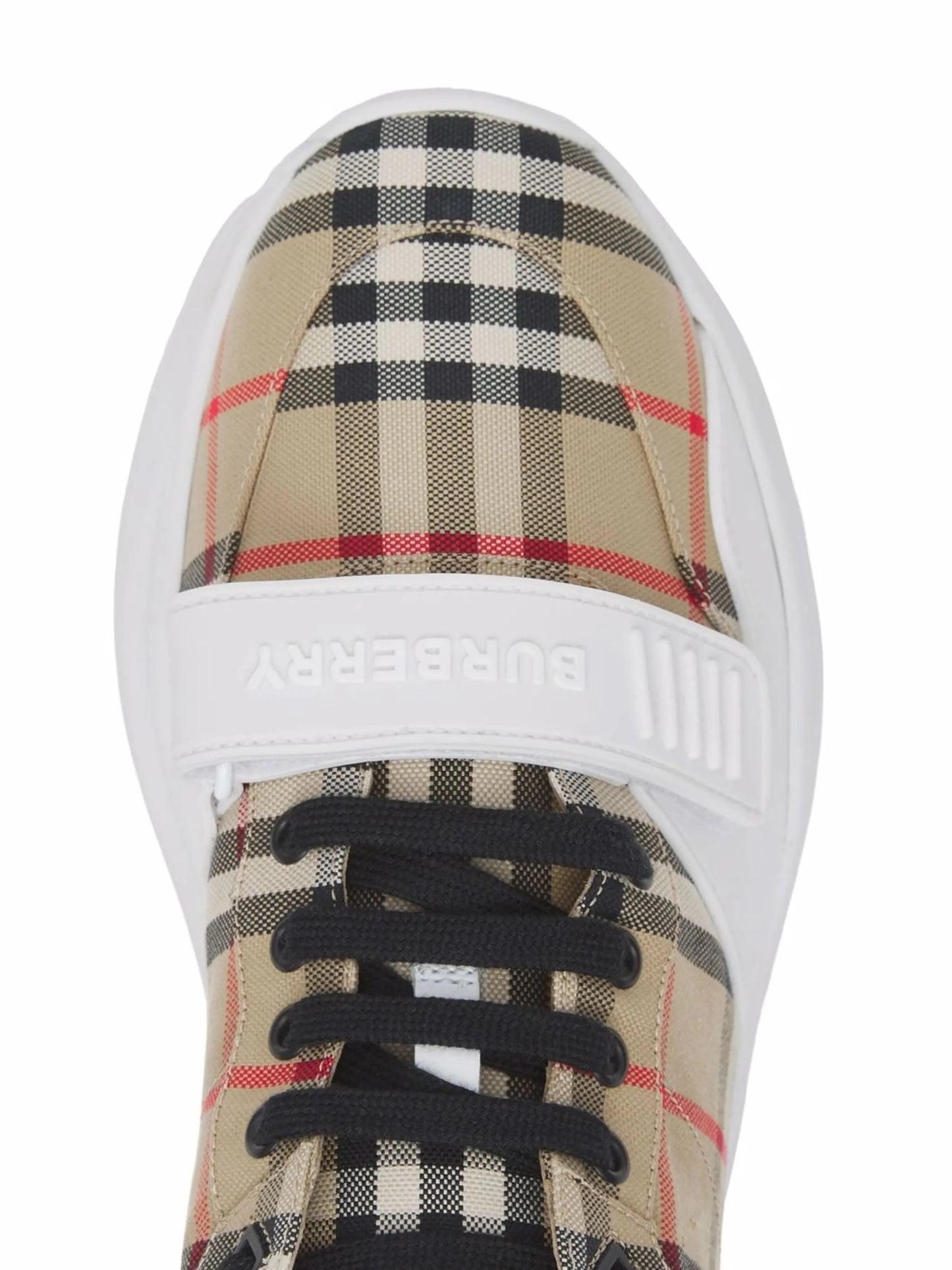 Check-pattern touch-strap sneakers