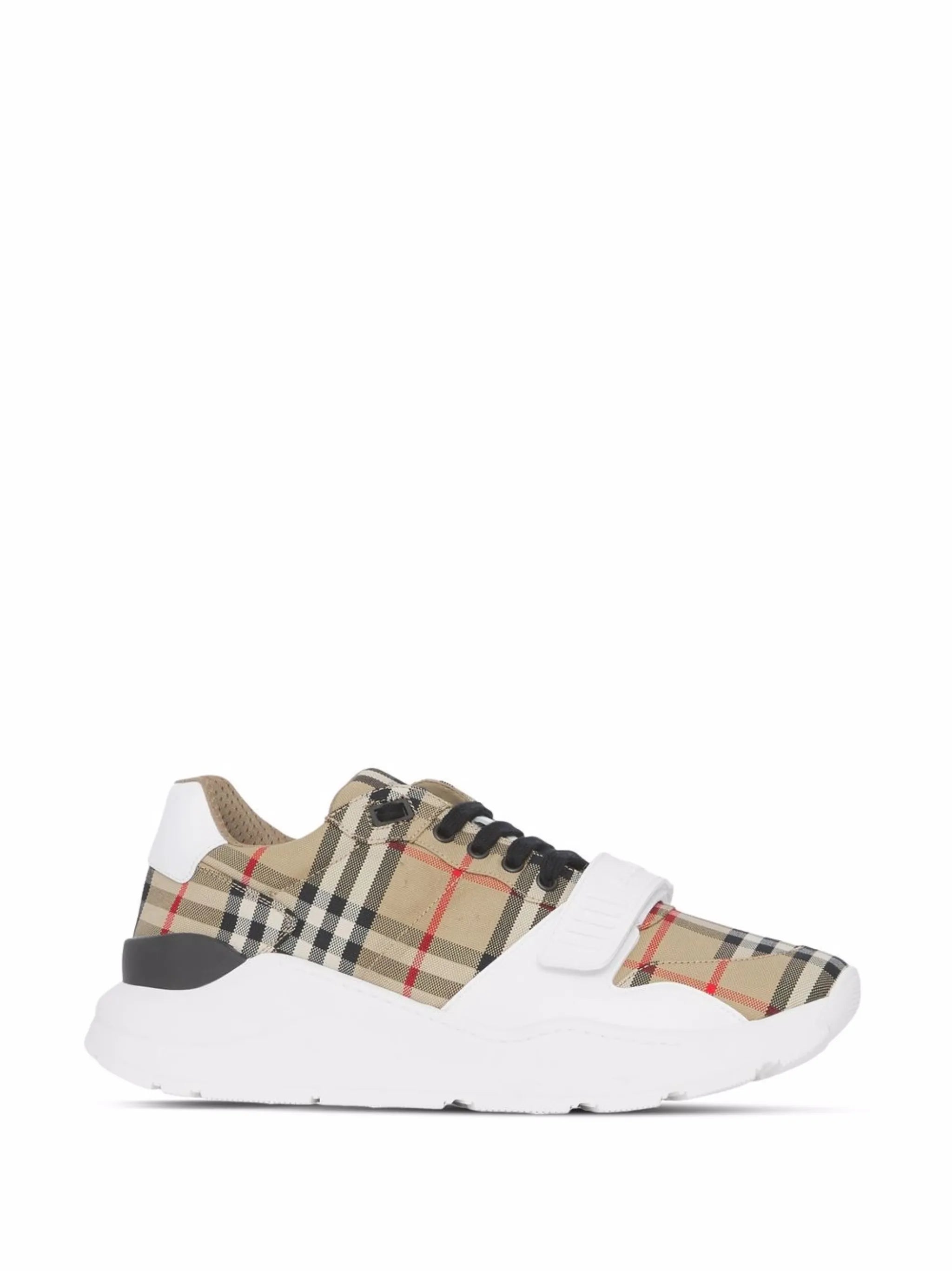 Check-pattern touch-strap sneakers