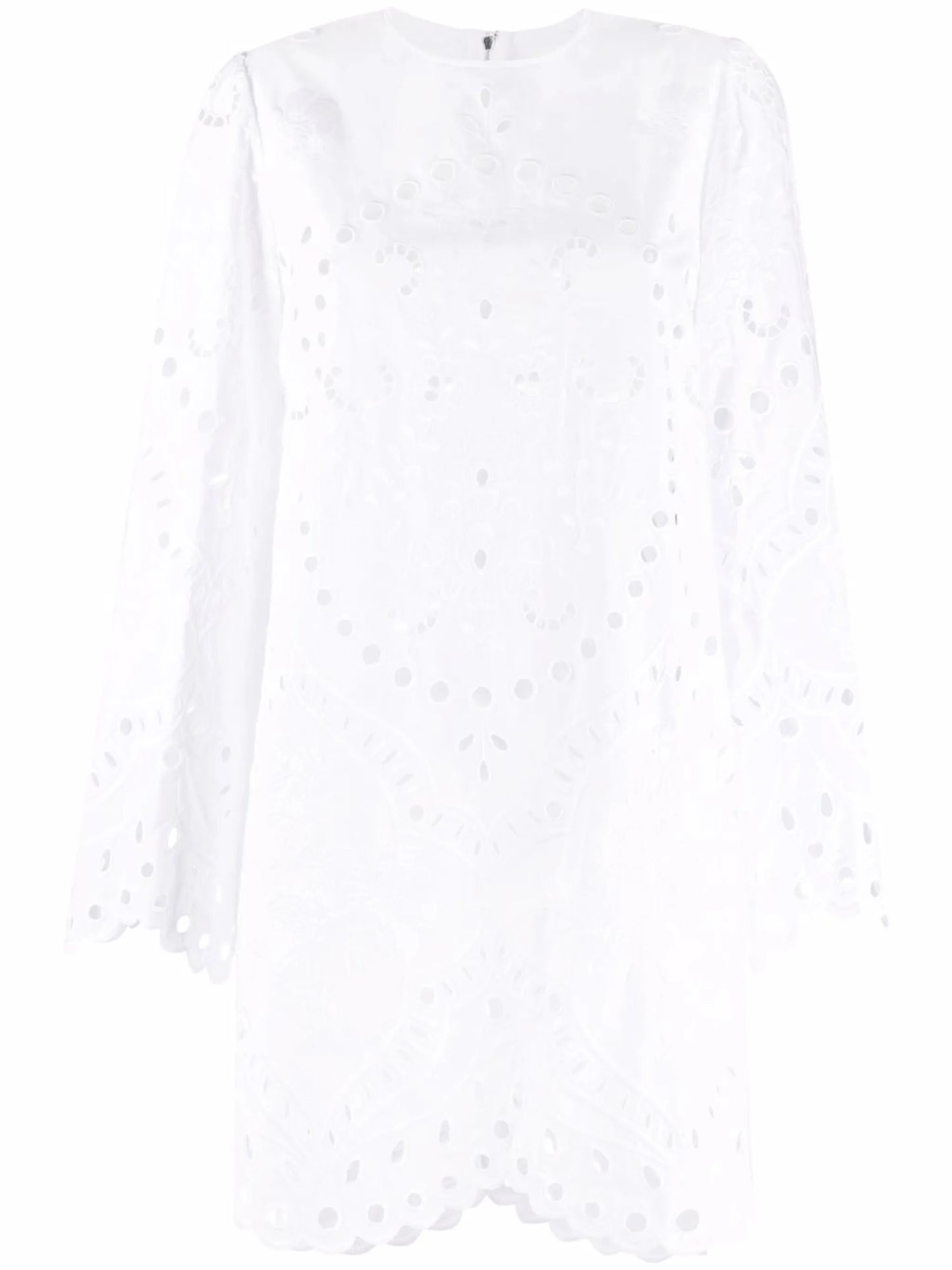 broderie-anglaise bell-sleeve mini dress