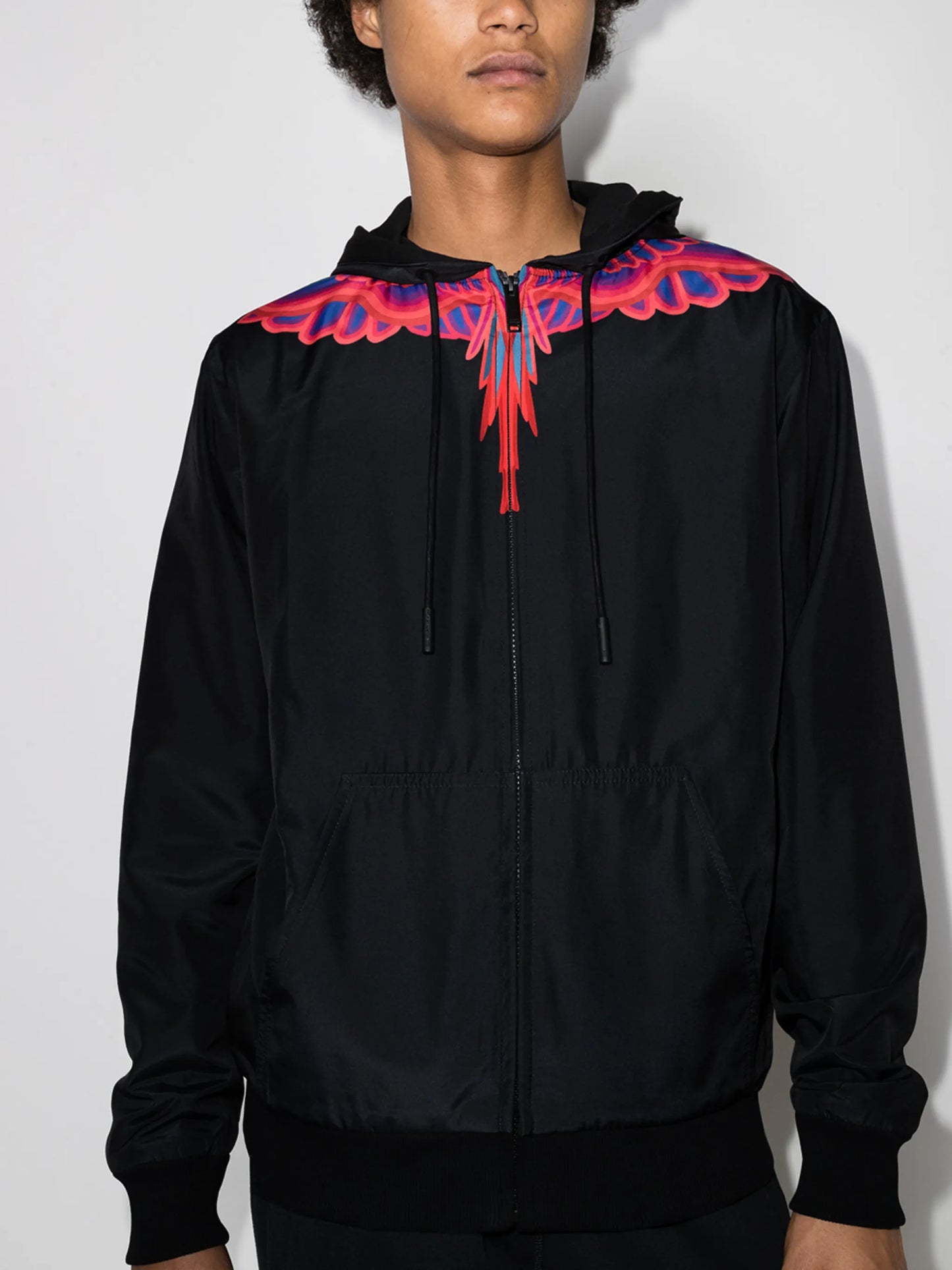 Curved Wings-print hooded jacket