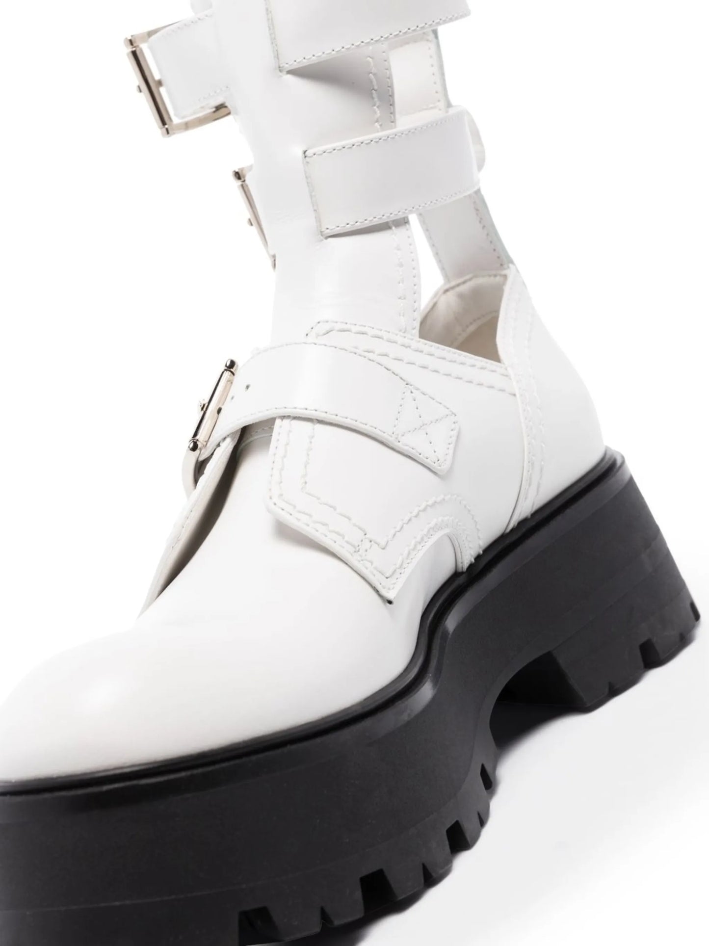 buckle-fastened caged boots