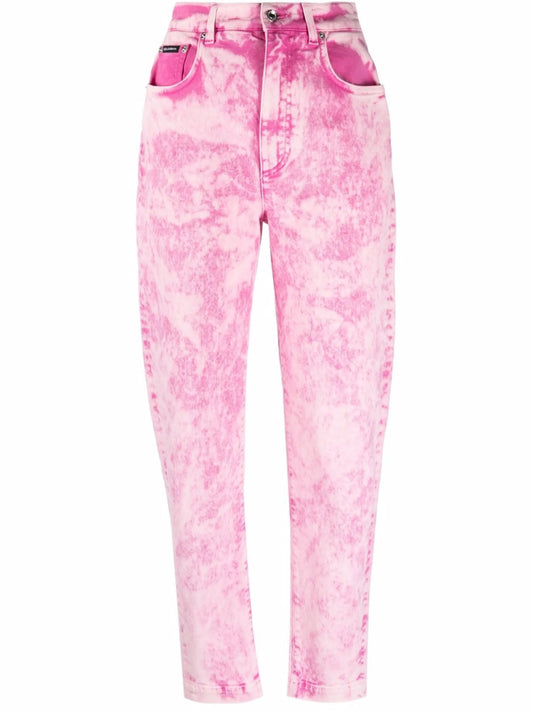 Amber high-waisted marble-effect jeans