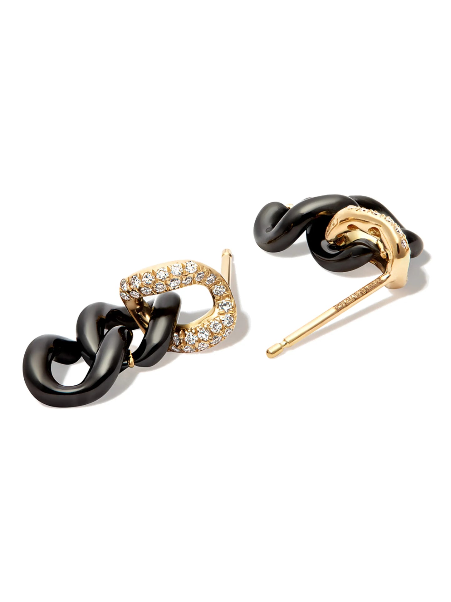 18K yellow gold diamond and ceramic earrings