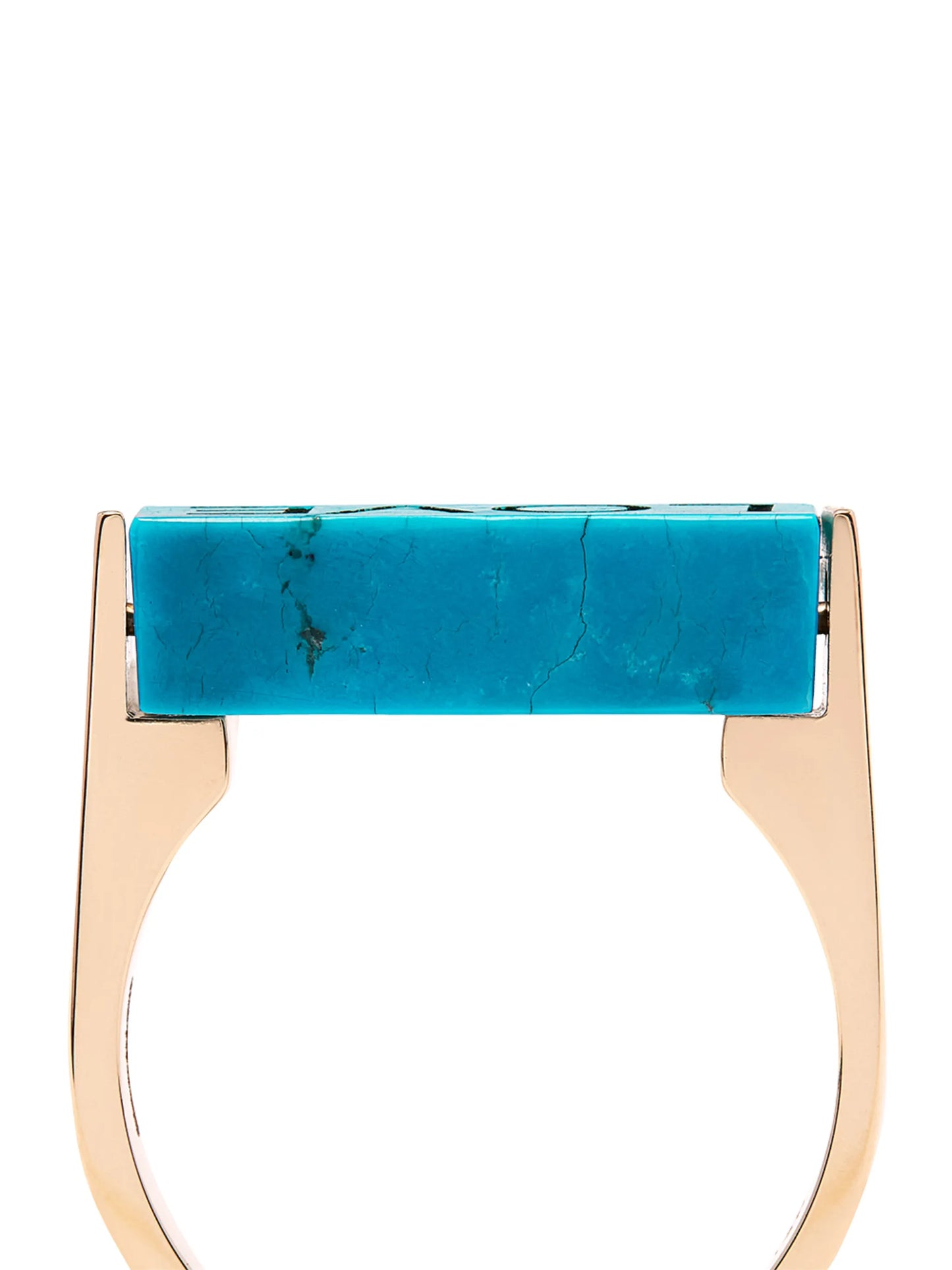 14kt yellow gold turquoise signet ring