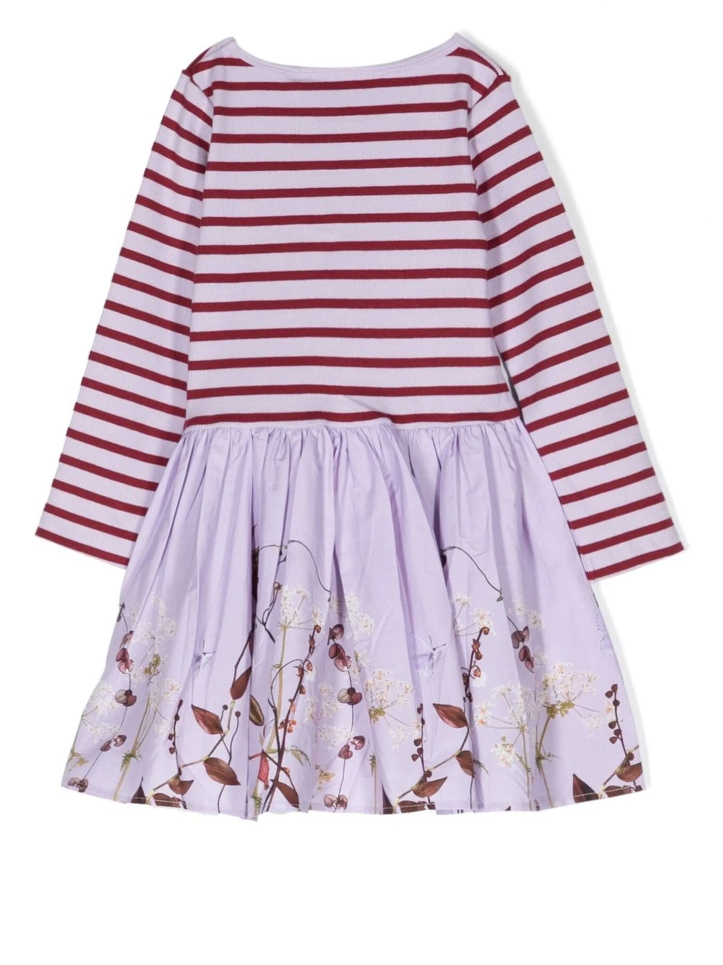 mix-print long-sleeved dress