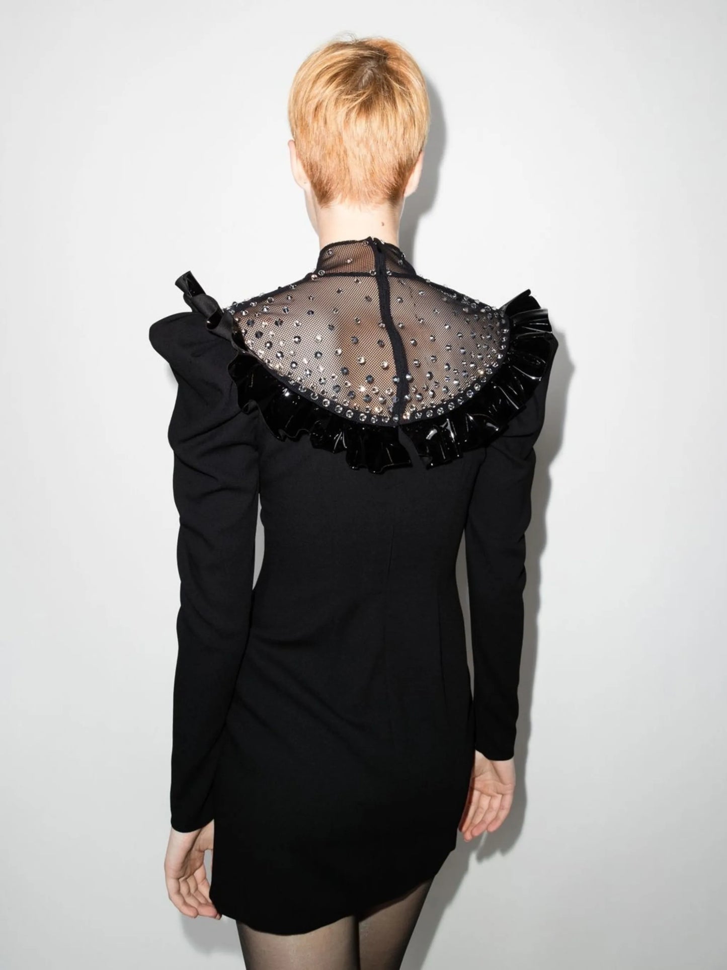 crystal-embellished wool-blend dress