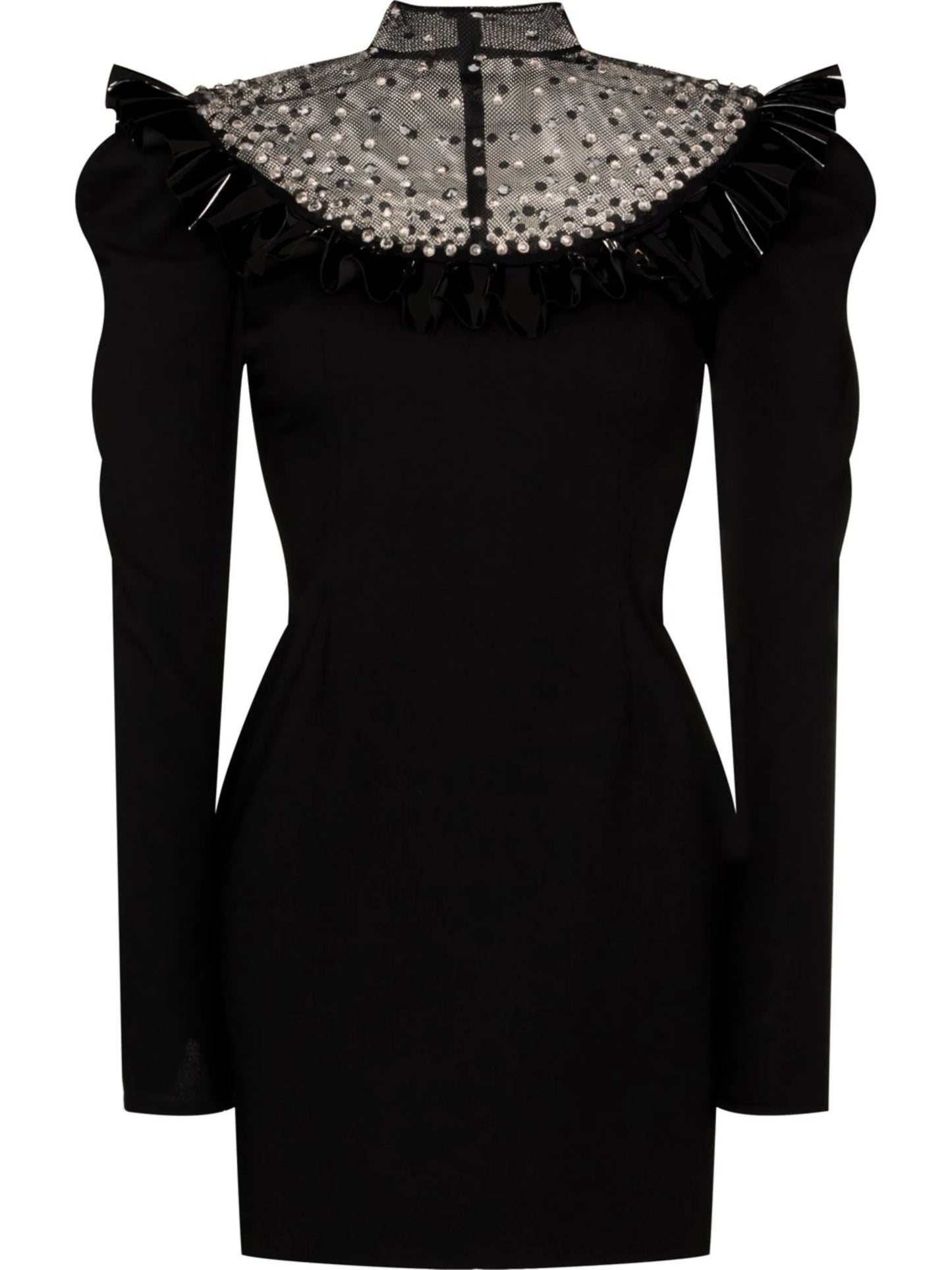 crystal-embellished wool-blend dress