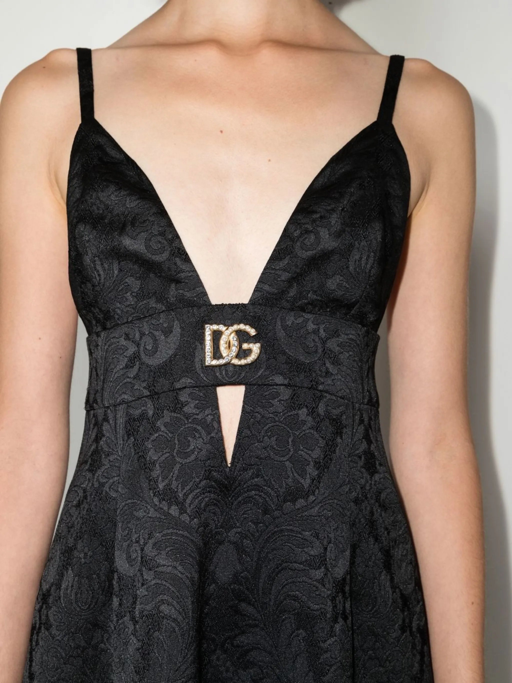 DG plaque brocade mini dress