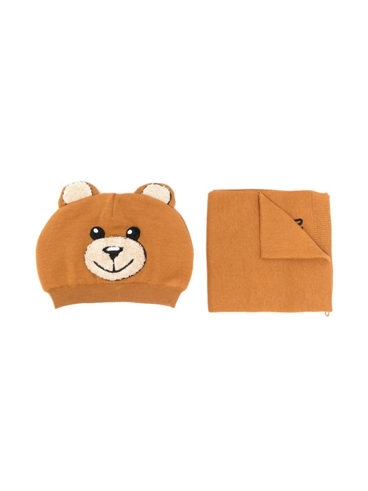 embroidered-logo beanie set