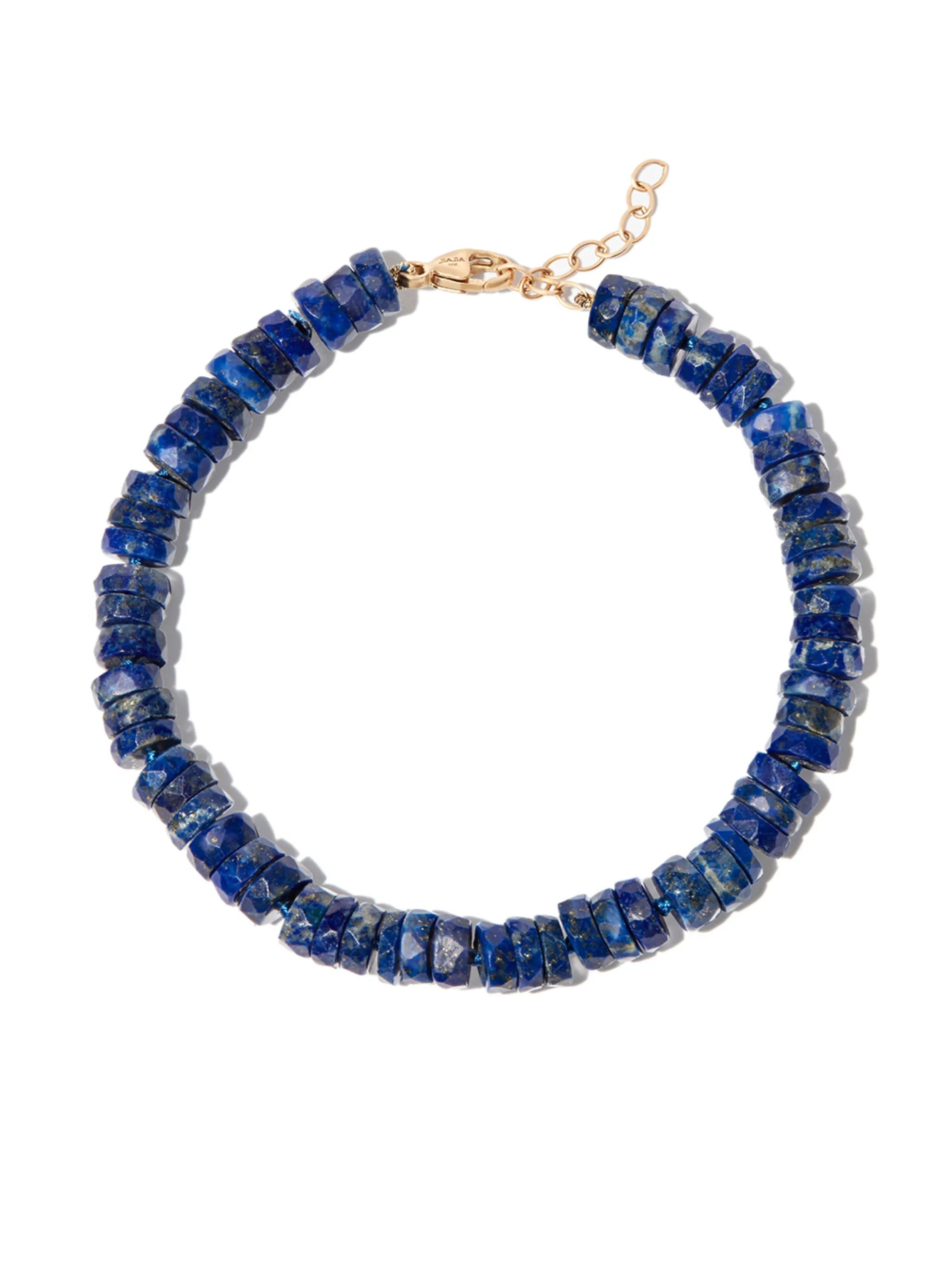 14kt yellow gold lapis lazuli beaded bracelet