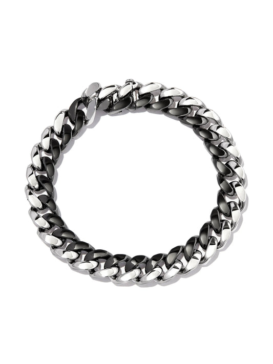 18K white and black gold curb-link bracelet