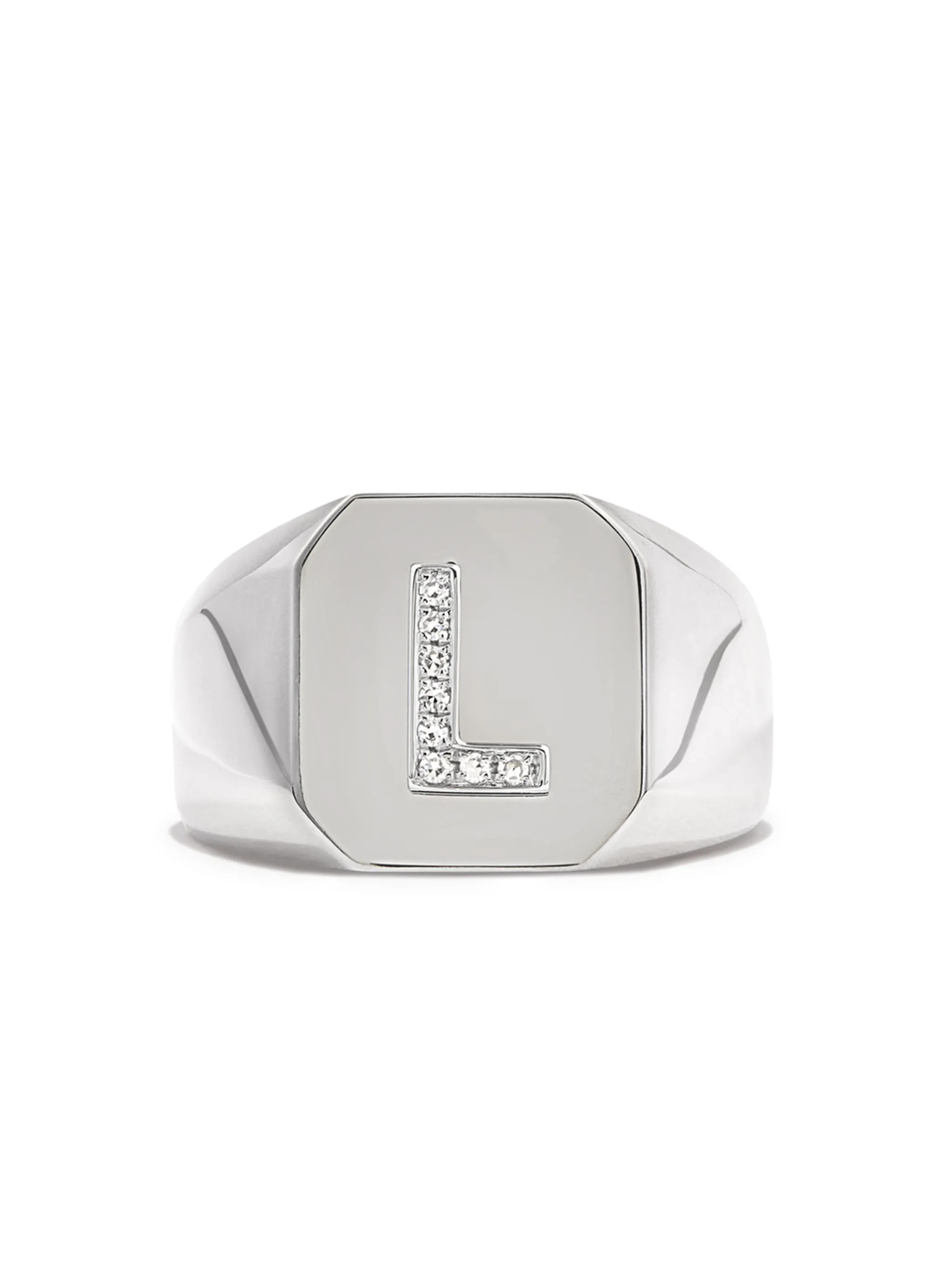 18K white gold champion initial ring