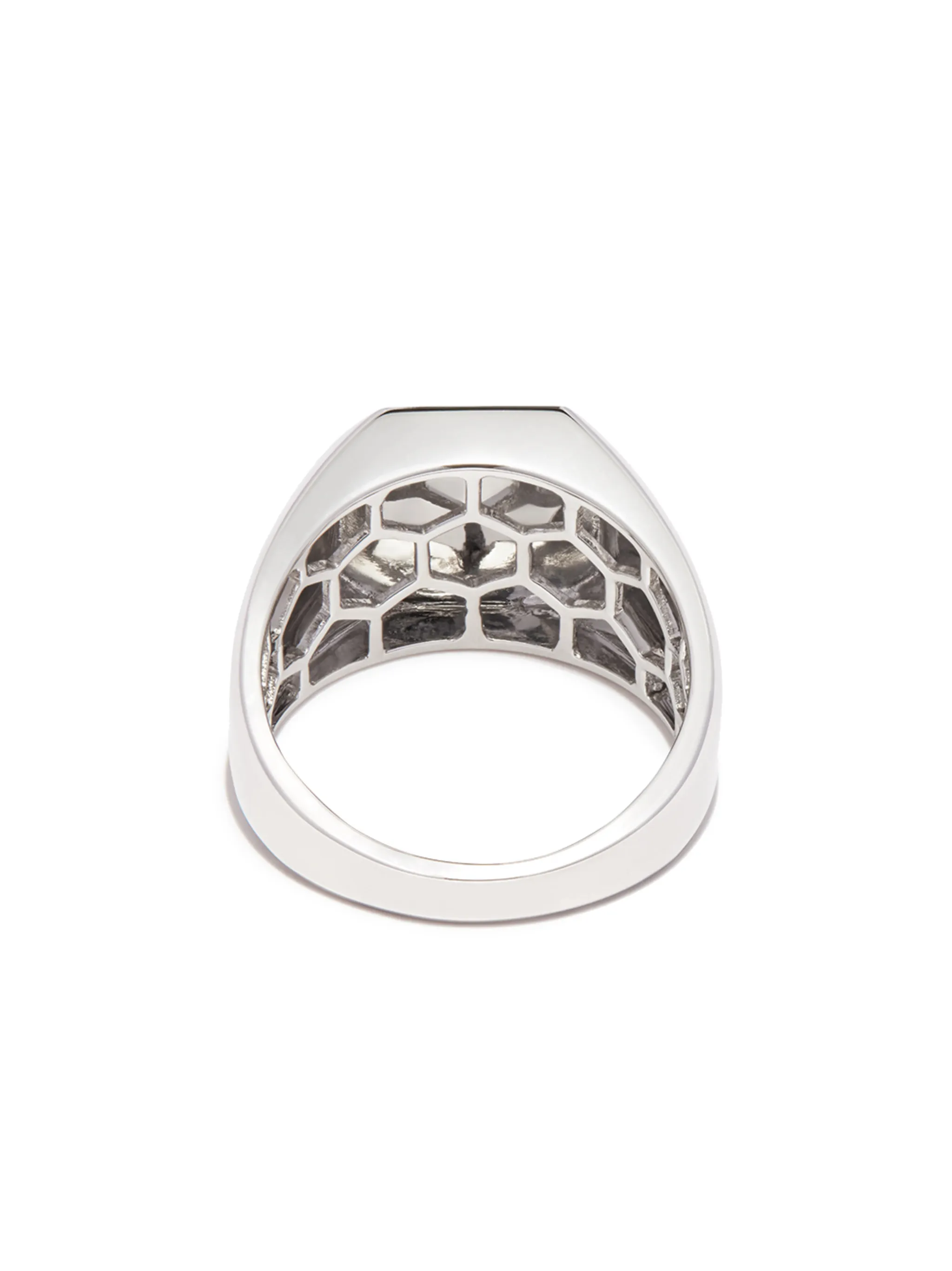 18K white gold champion initial ring