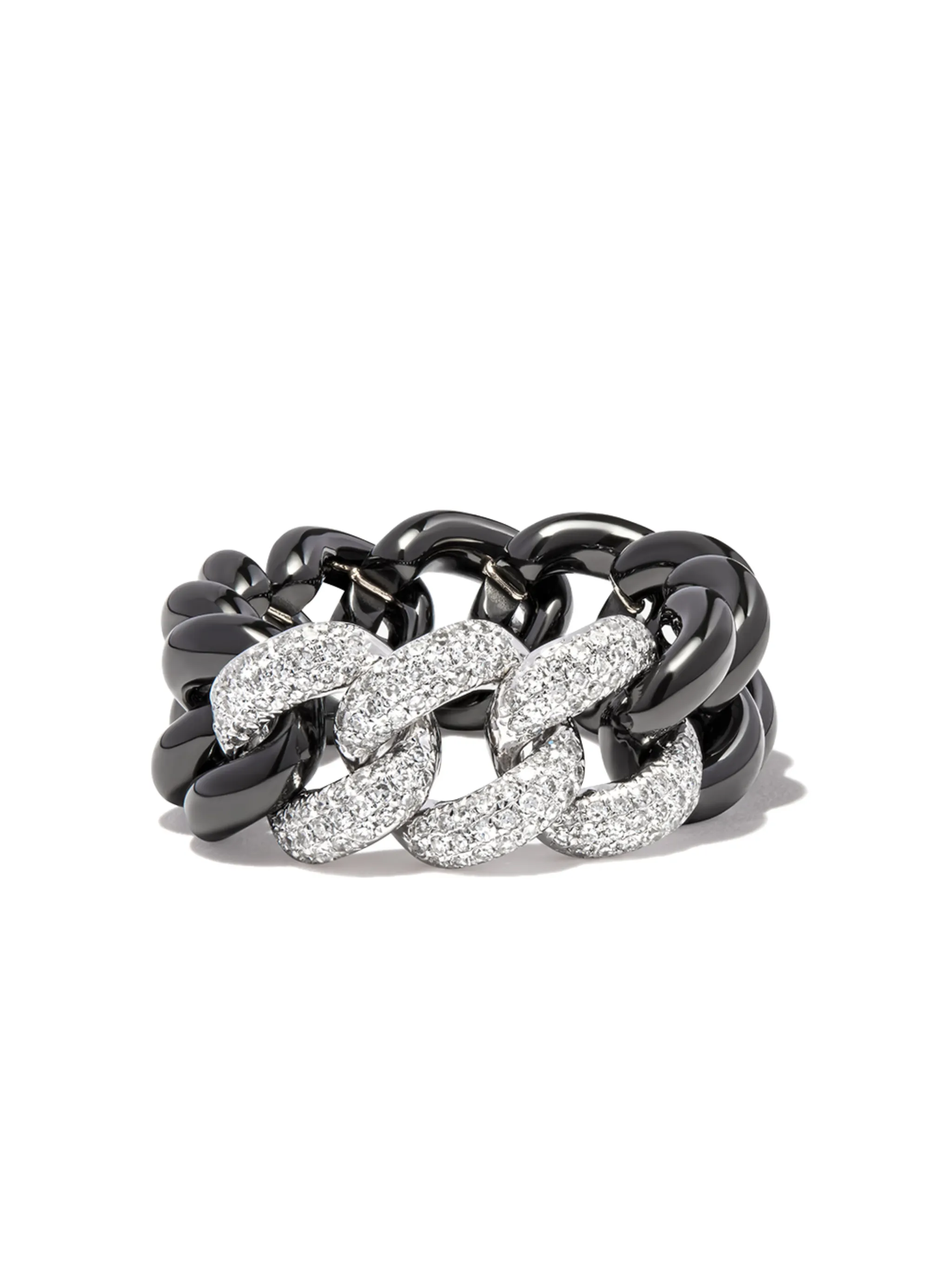 18K white gold diamond link ring