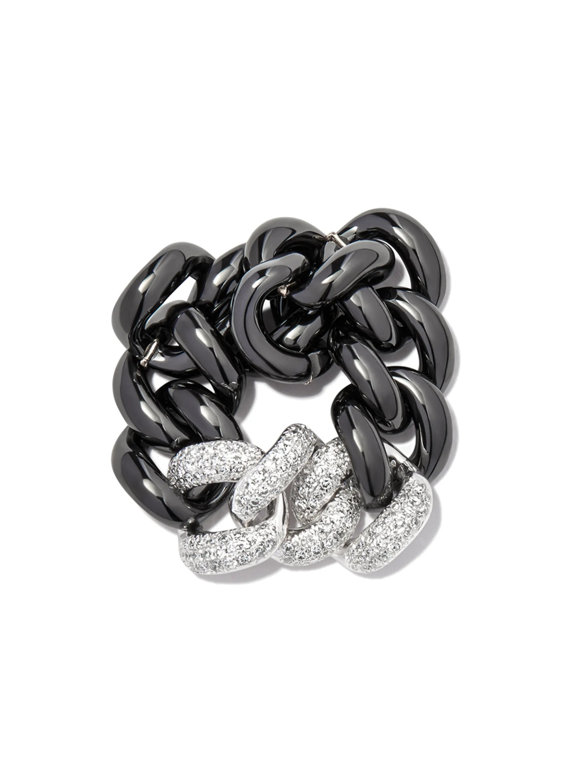 18K white gold diamond link ring