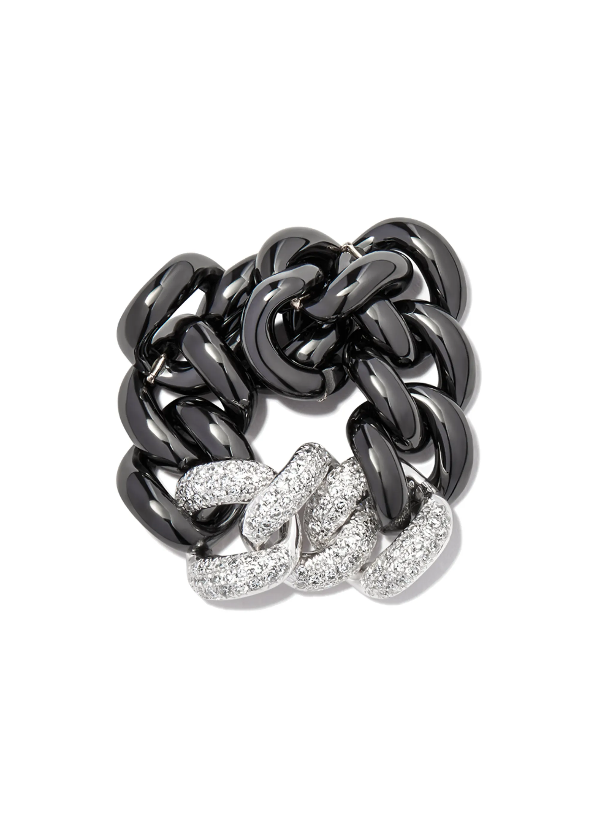 18K white gold diamond link ring