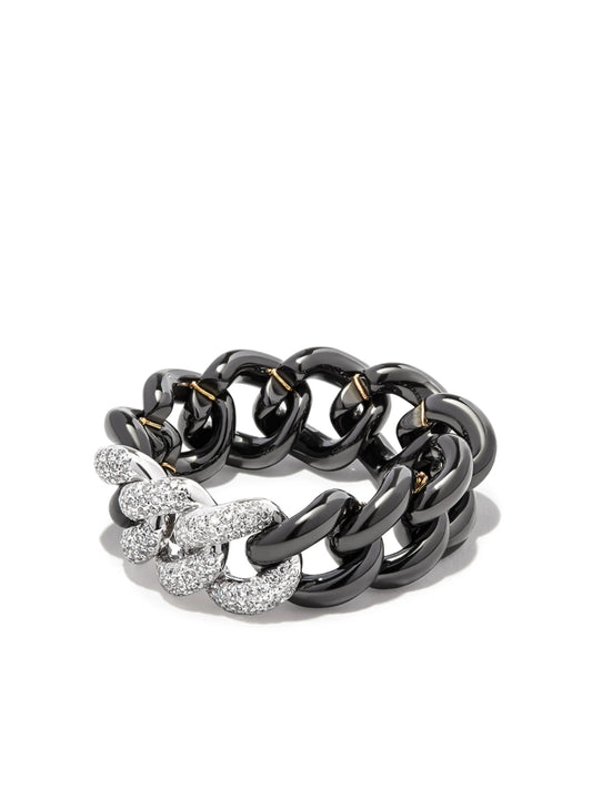 18K white gold diamond link ring