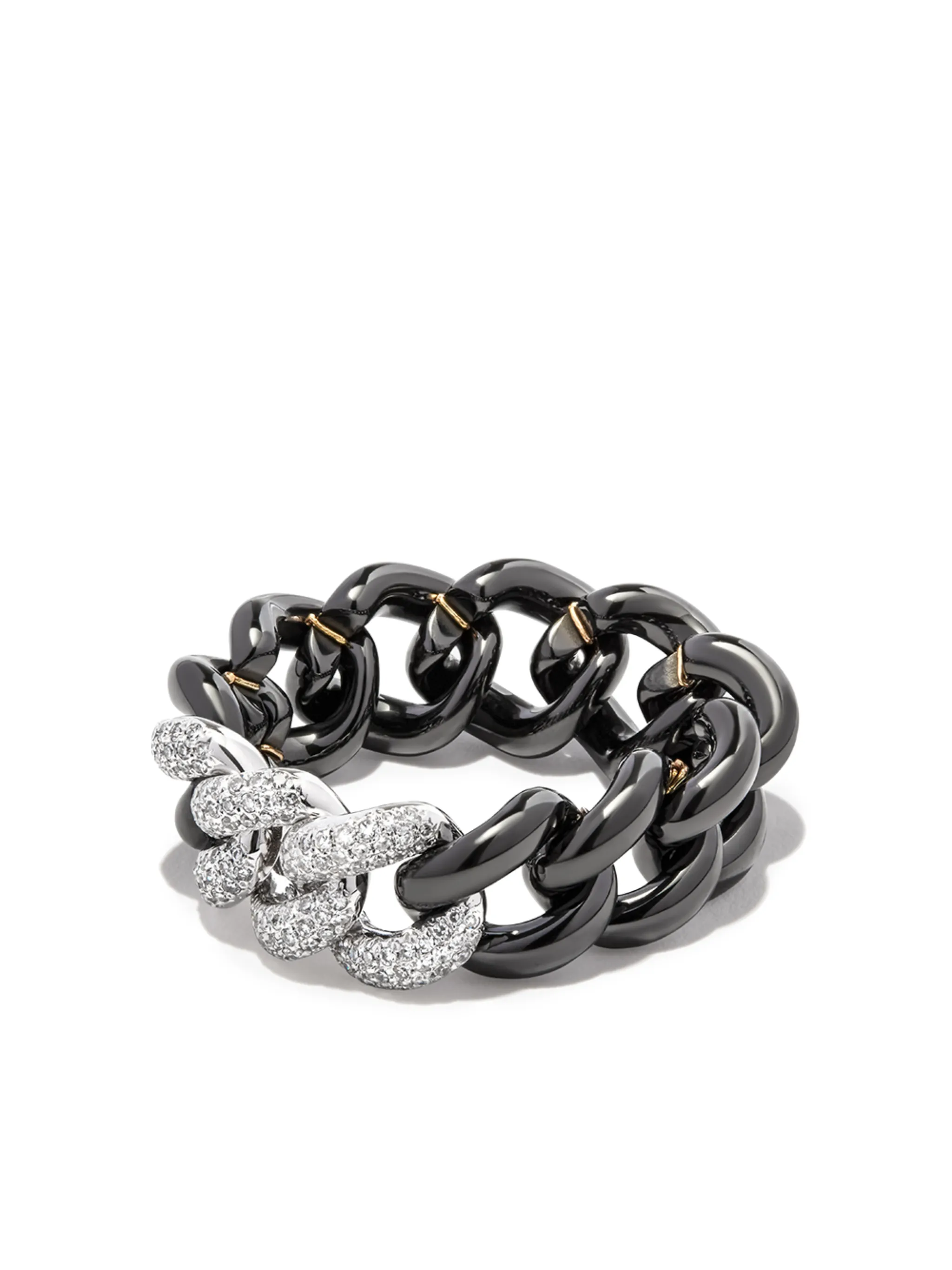 18K white gold diamond link ring