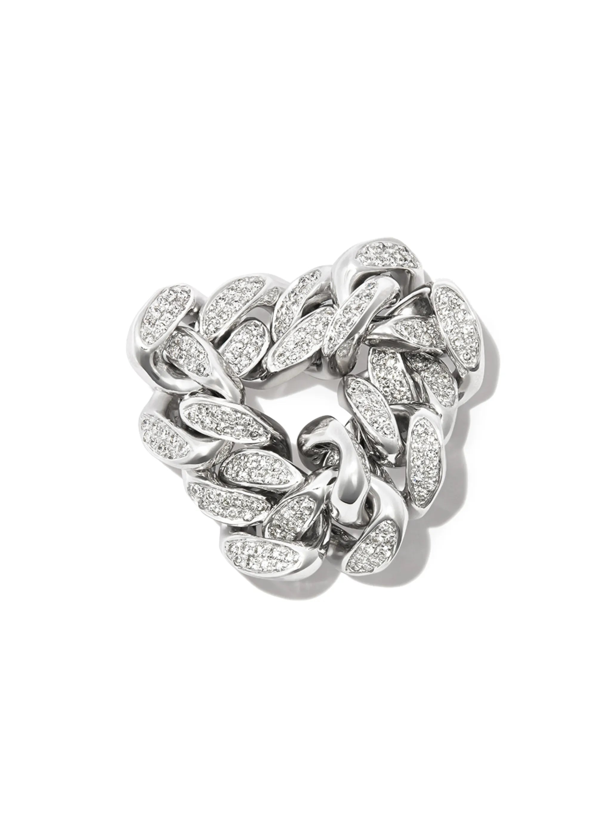 18K white gold diamond flat-link ring