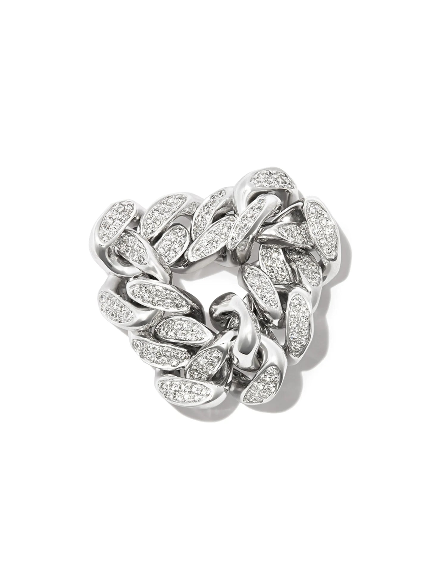 18K white gold diamond flat-link ring