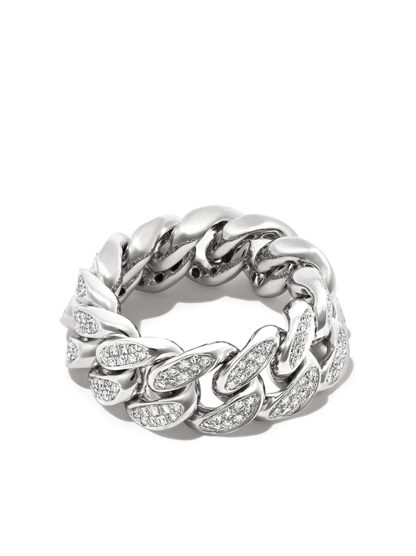 18K white gold diamond flat-link ring