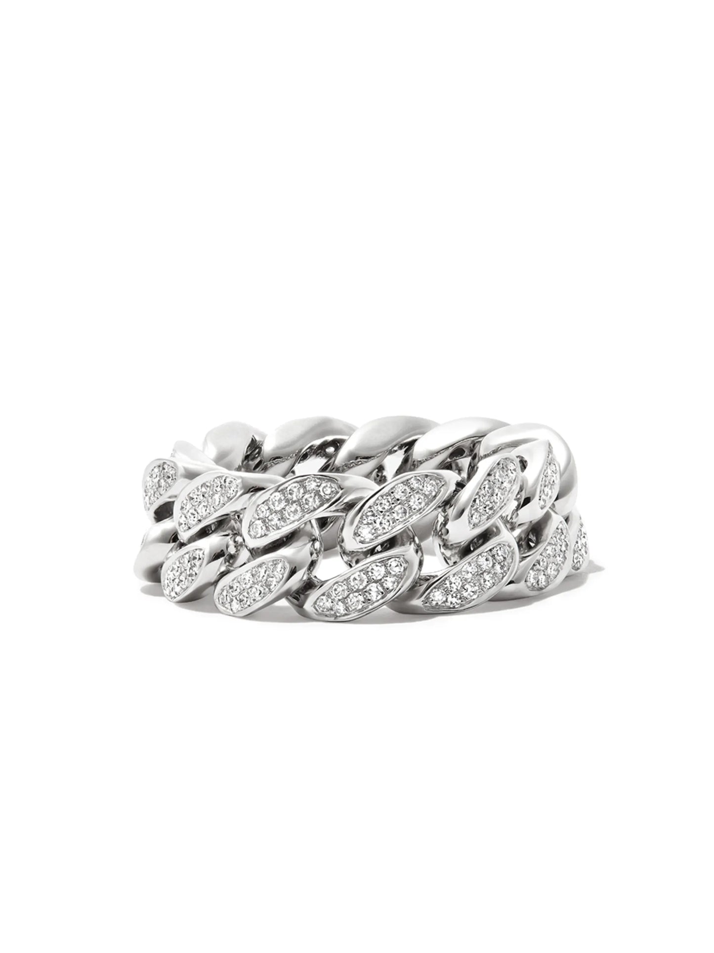18K white gold diamond flat-link ring