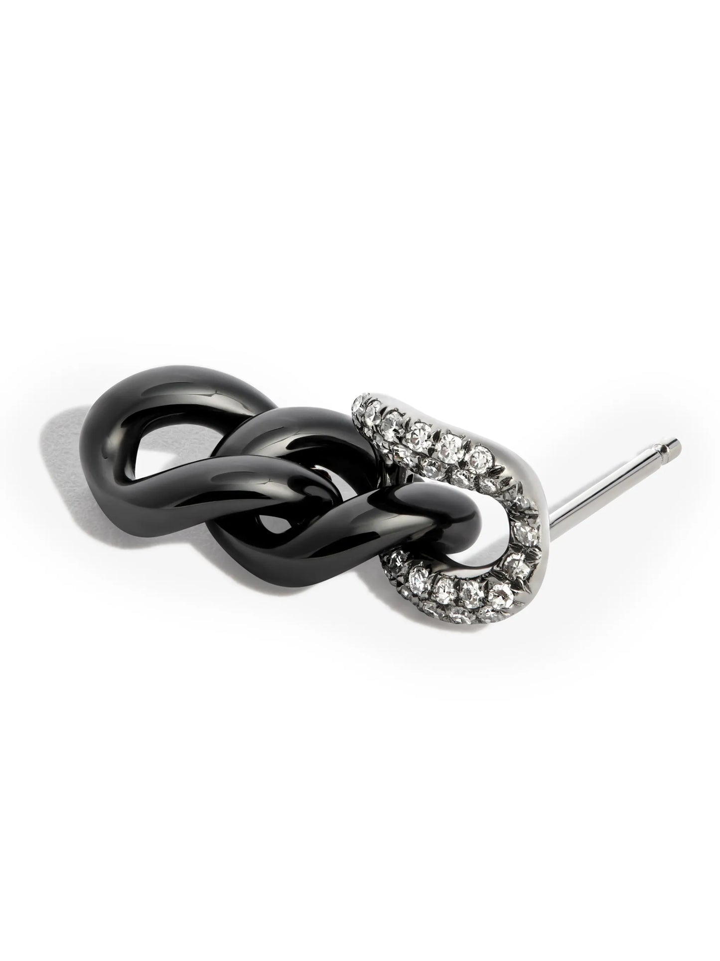 18K black gold diamond chain stud earring