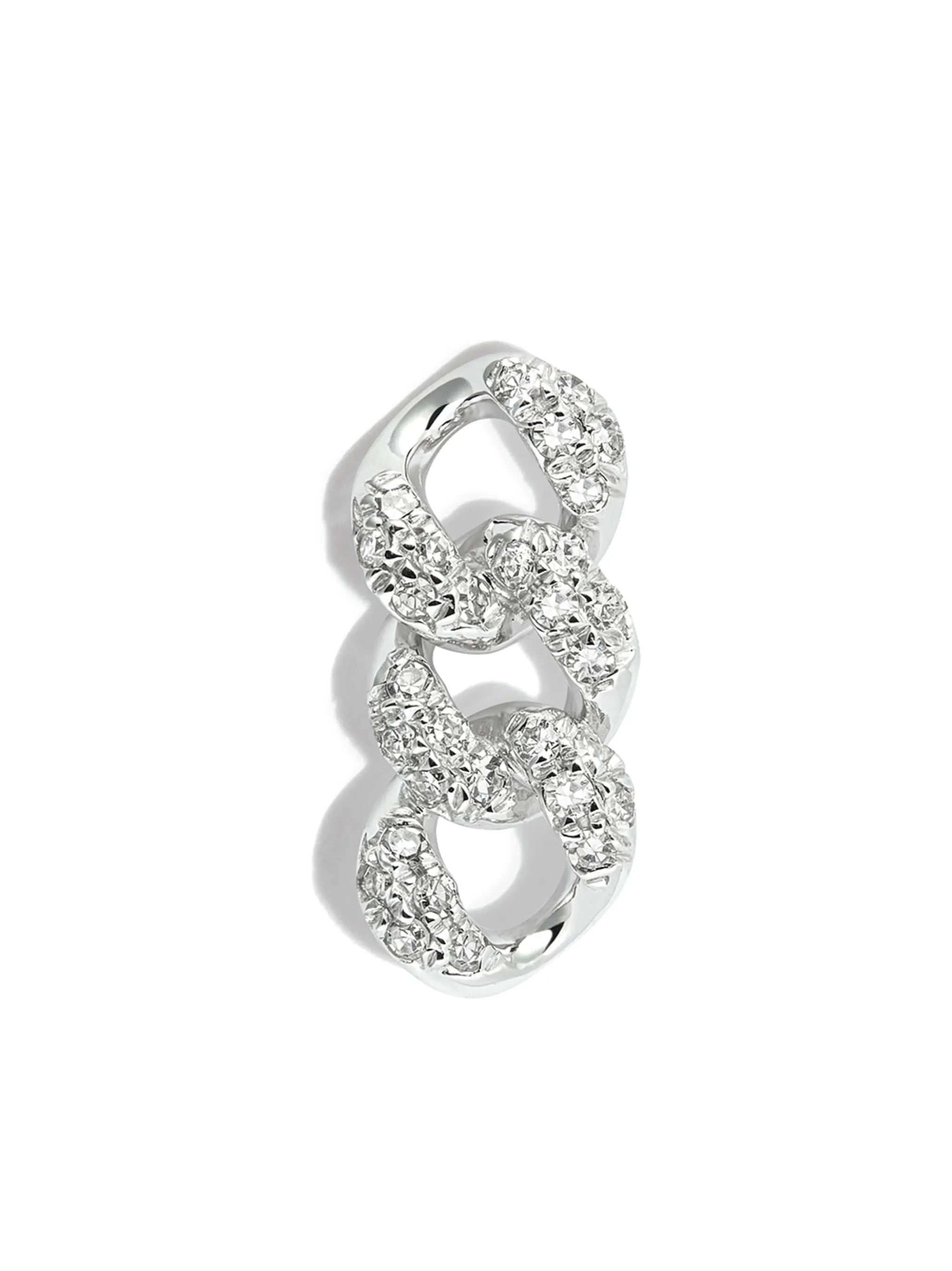 18K white gold diamond chain stud earring