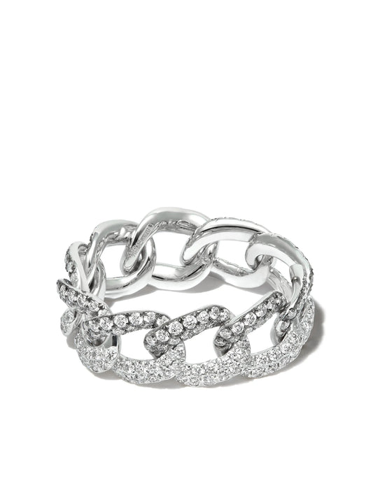 18K white gold diamond link ring