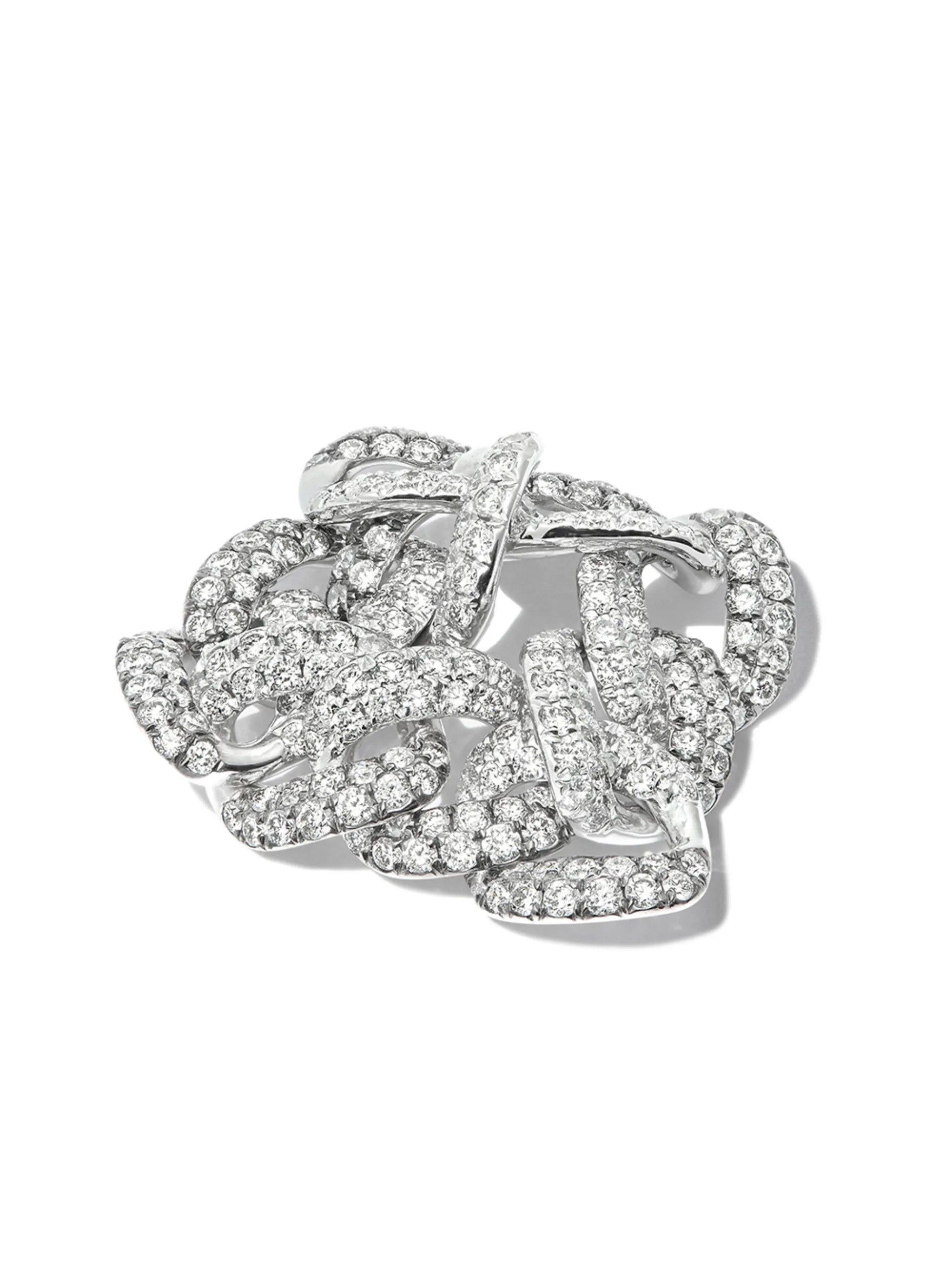 18K white gold diamond link ring